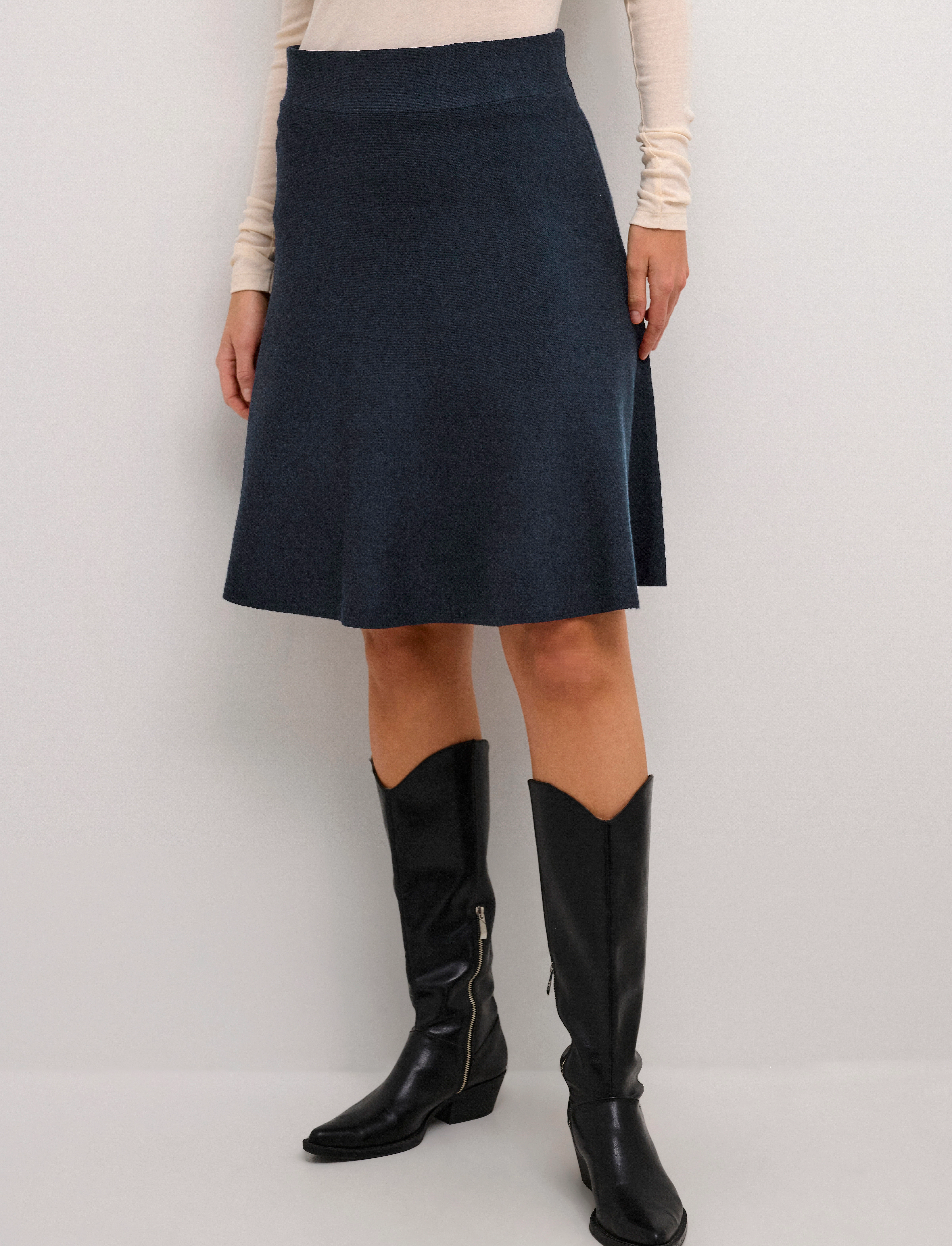 Culture Cuannemarie Skirt, S, Navy, Nederdele > Knælange Og Midi, Dame