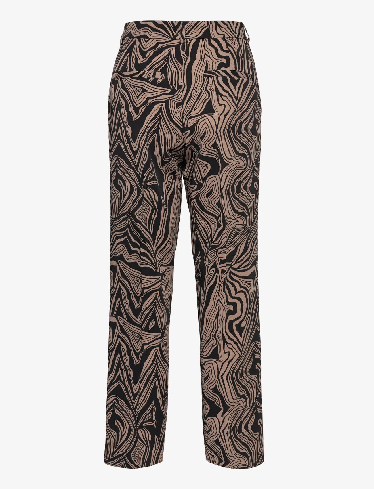 Culture - CUmelania Printed Pants - bukser med brede ben - black - 1