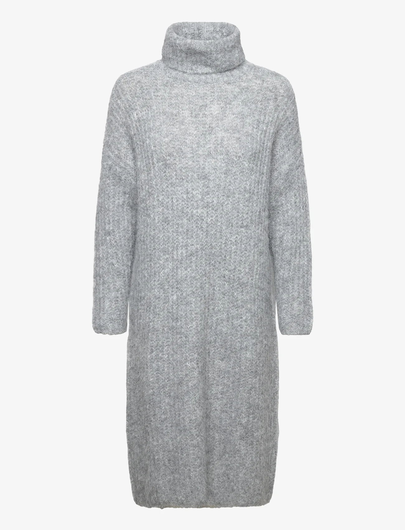 Culture - CUbrava Rollneck dress - stickade klänningar - light grey melange - 0