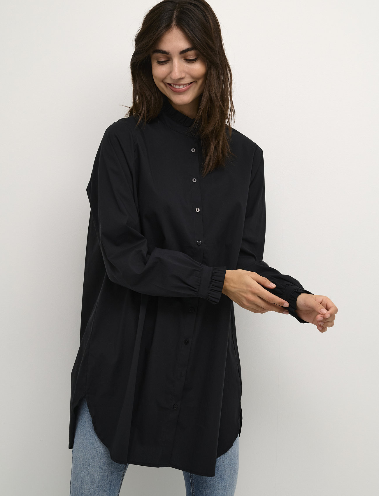 Culture - CUchresta Frill Shirt - langærmede skjorter - black - 1