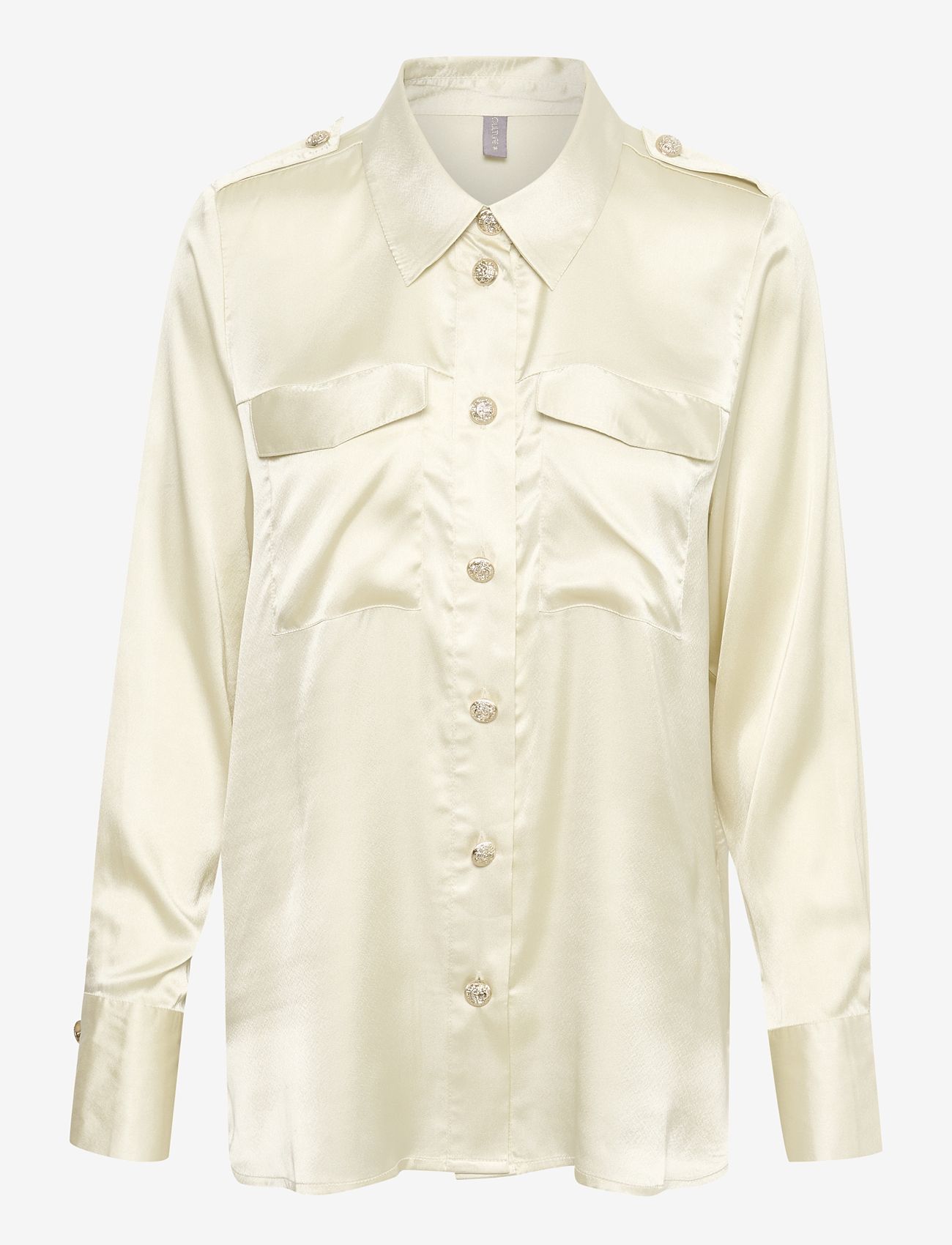 Culture - CUsanne Goldbutton Shirt - långärmade skjortor - oyster gray - 0