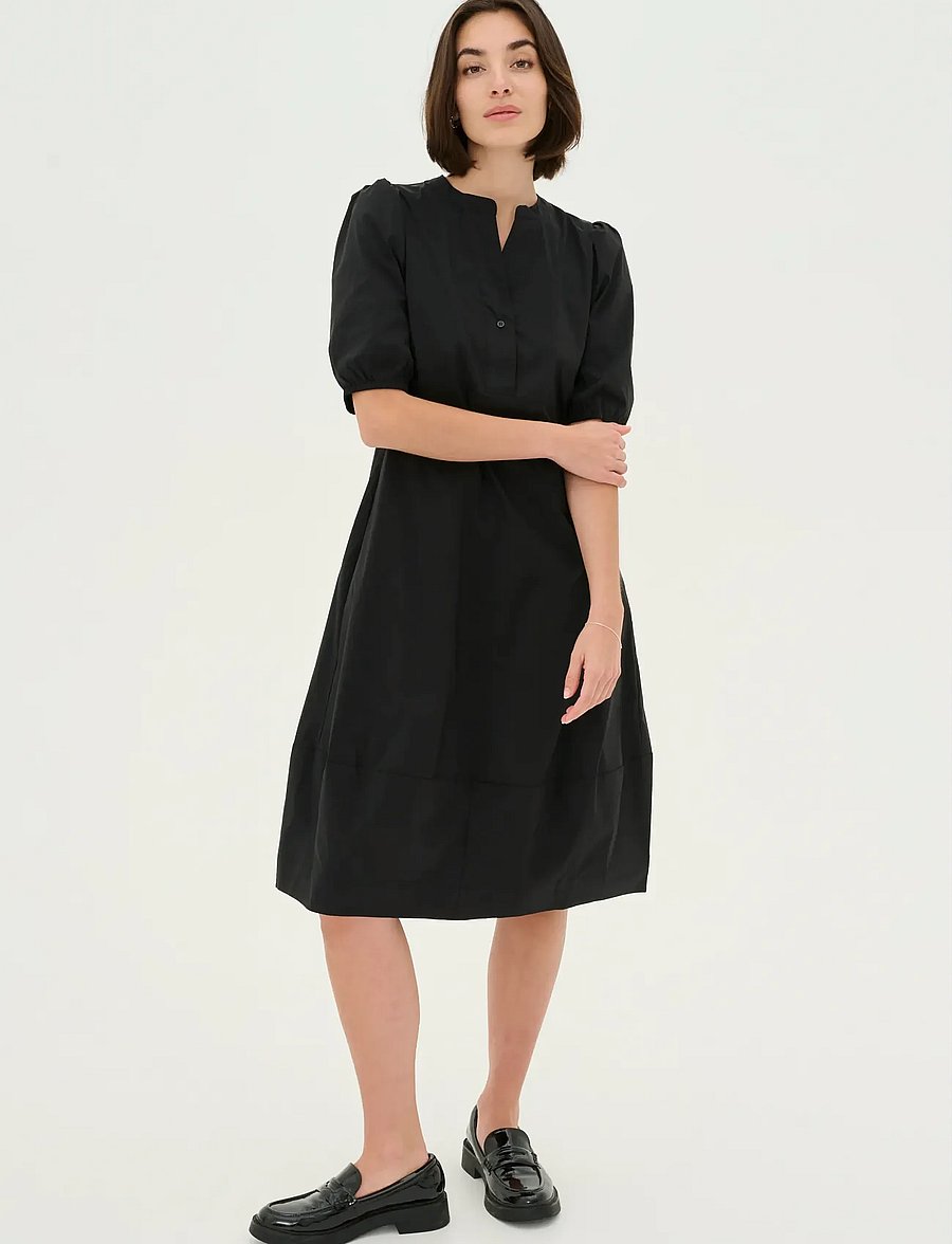 Culture - CUANTOINETT SS PLACKET DRESS - midikleider - black - 0