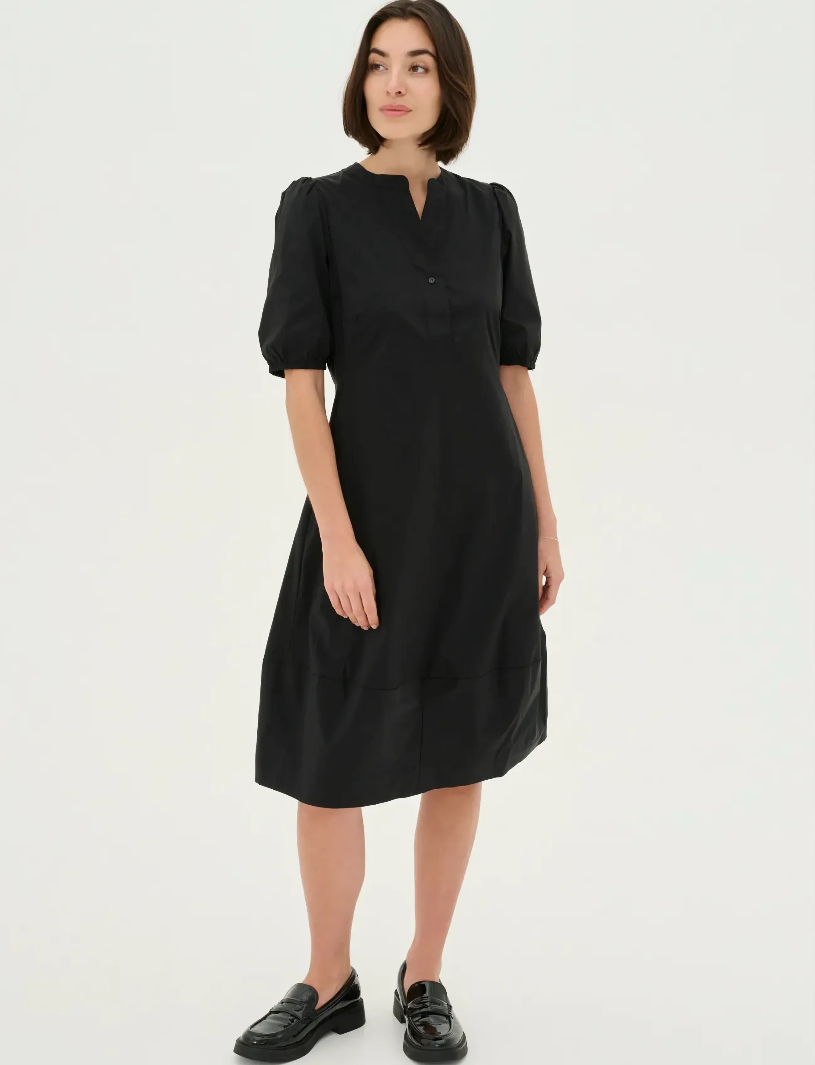 Culture - CUantoinett SS Placket Dress - robes midi - black - 3