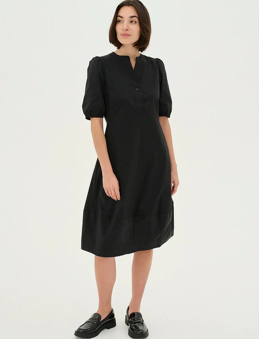 Culture - CUANTOINETT SS PLACKET DRESS - midikleider - black - 3