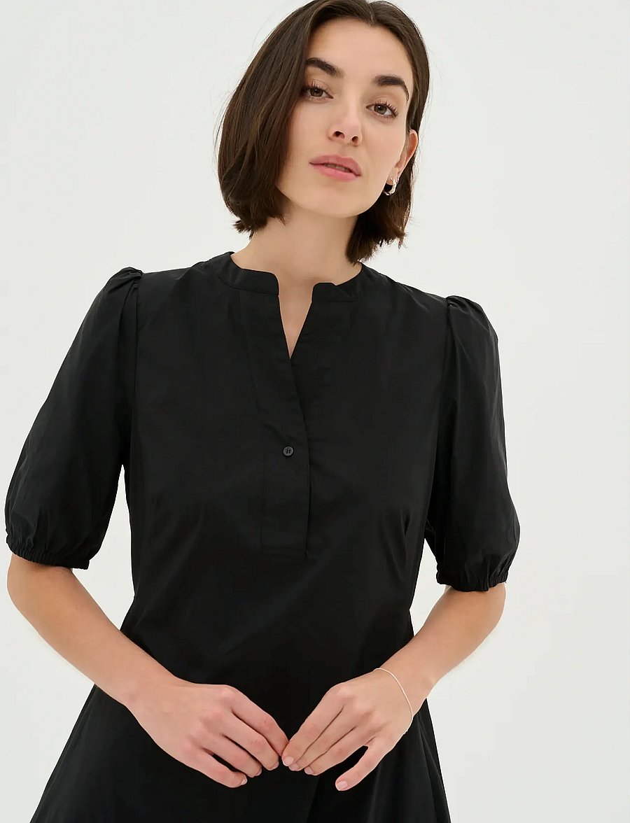 Culture - CUANTOINETT SS PLACKET DRESS - midikleider - black - 5