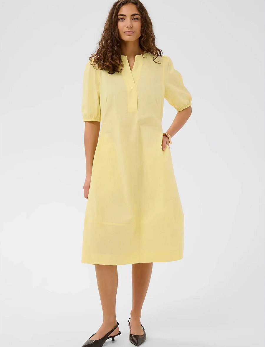 Culture - CUANTOINETT SS PLACKET DRESS - midi kjoler - lemon meringue - 0