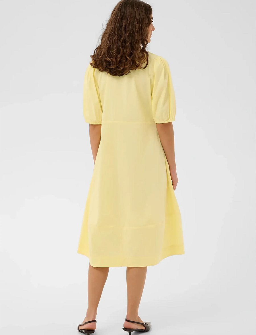 Culture - CUANTOINETT SS PLACKET DRESS - midi kjoler - lemon meringue - 3