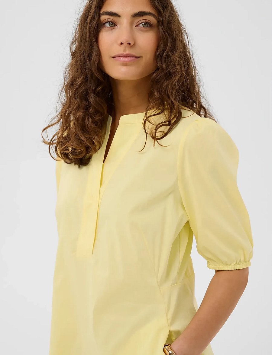 Culture - CUANTOINETT SS PLACKET DRESS - midi kjoler - lemon meringue - 4