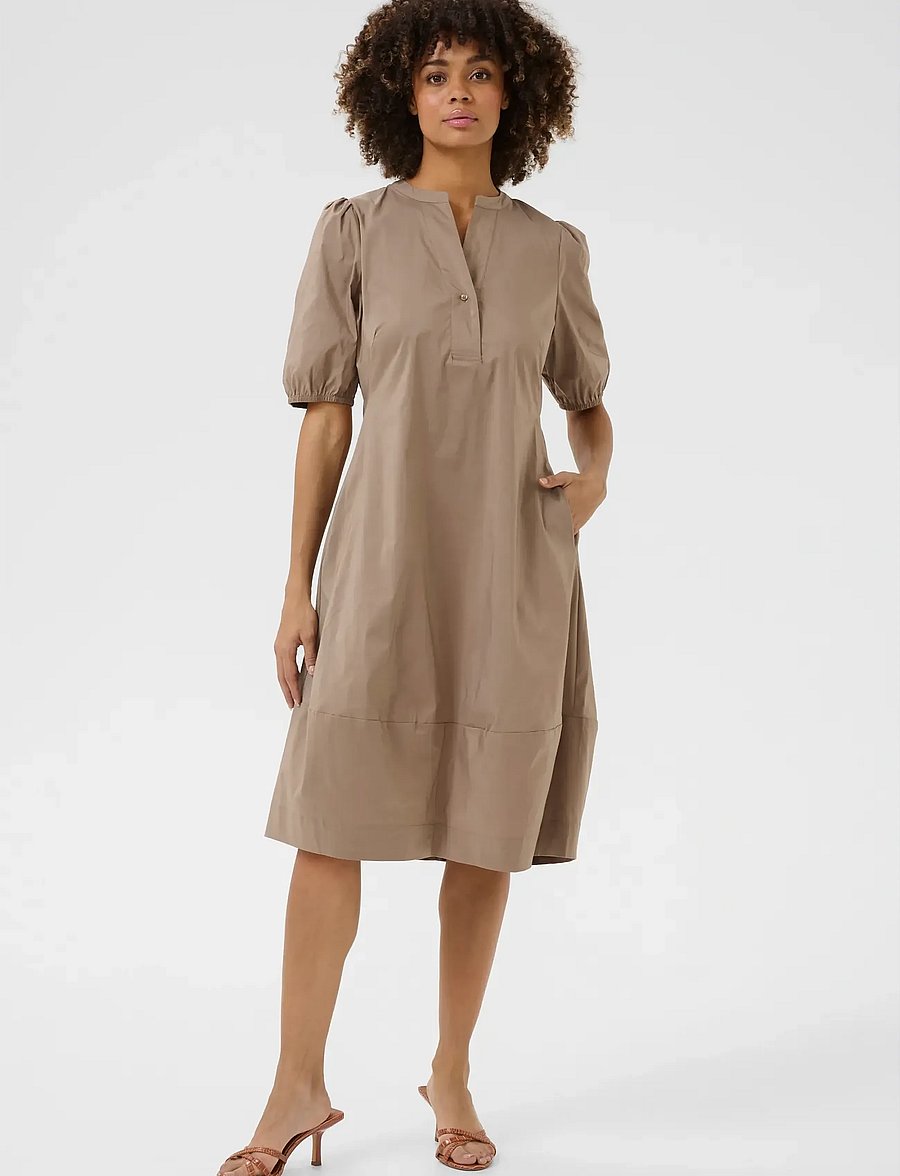 Culture - CUANTOINETT SS PLACKET DRESS - midikleider - pine bark - 3