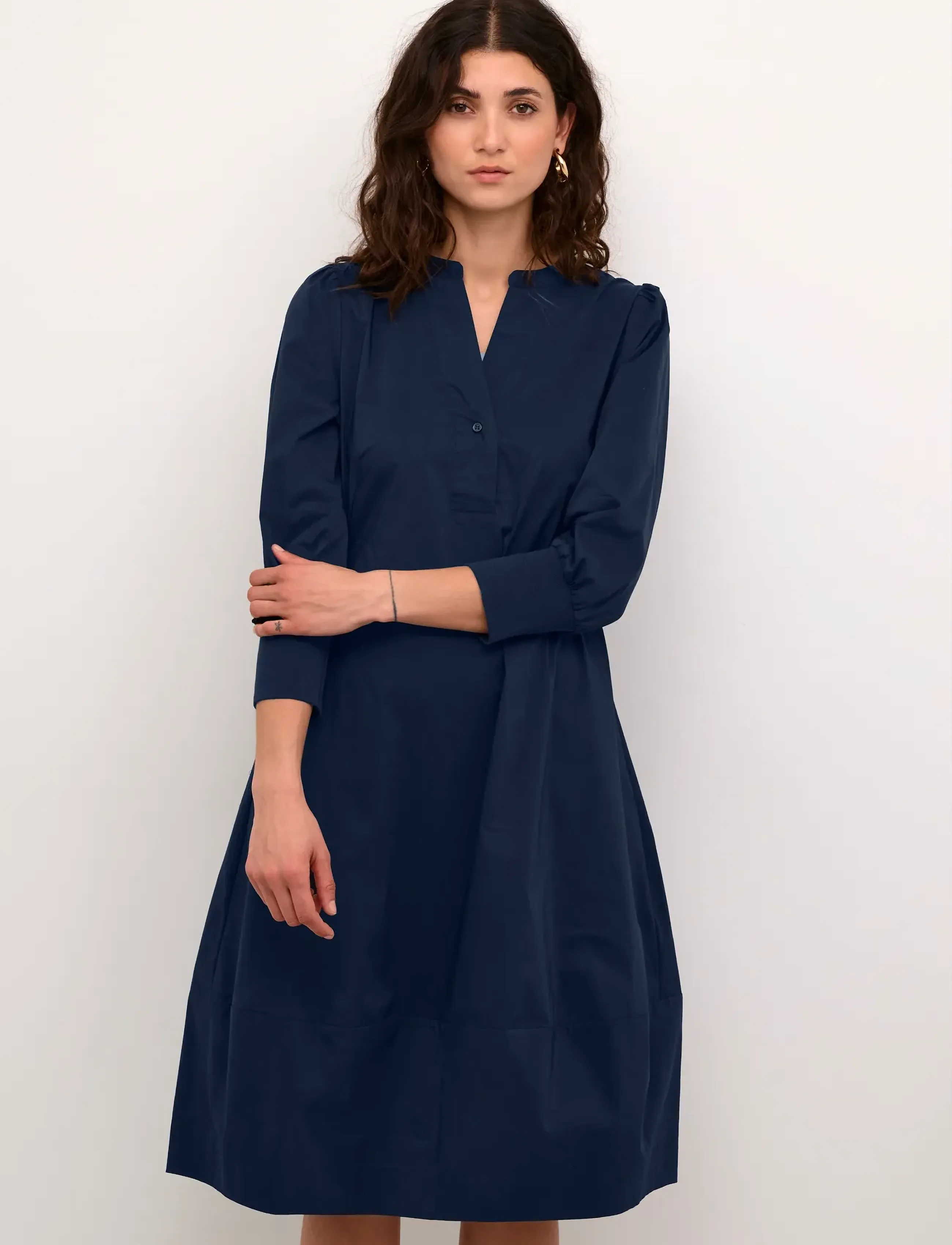 Culture Cuantoinett 3/4 Sleeve Dress, XS, Dresses, Marineblau - Knee-length & Midi, Frauen