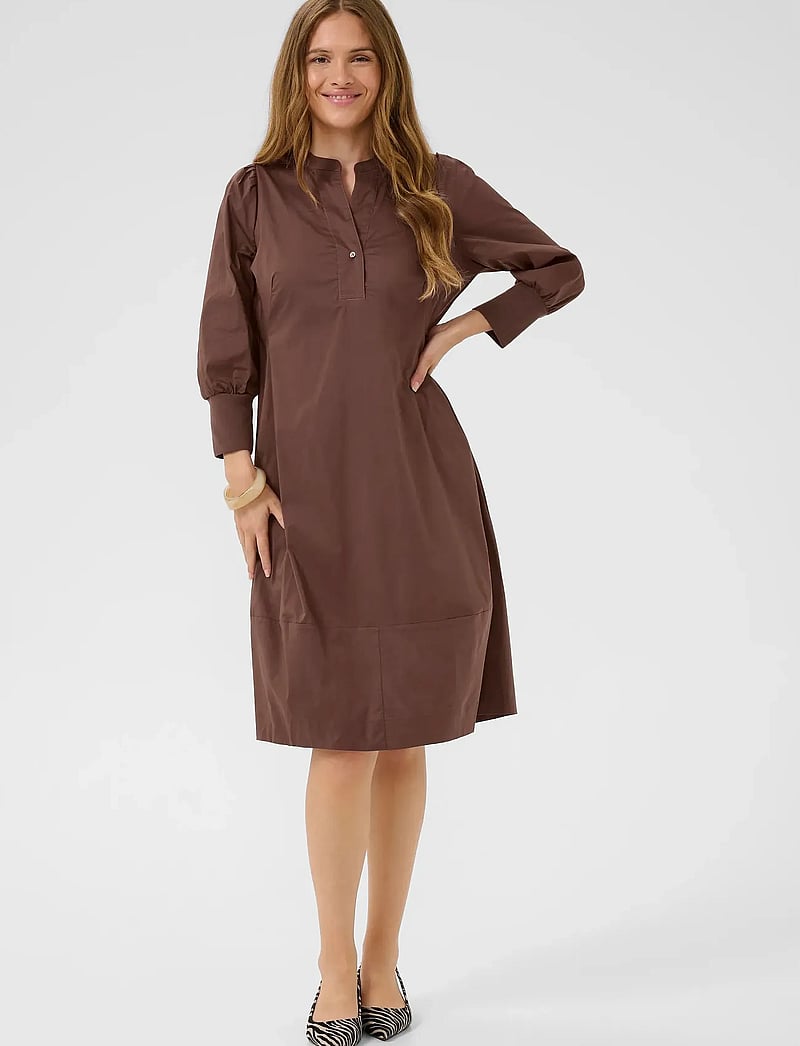 Culture - CUantoinett 3/4 Sleeve Dress - robes midi - cappuccino - 3