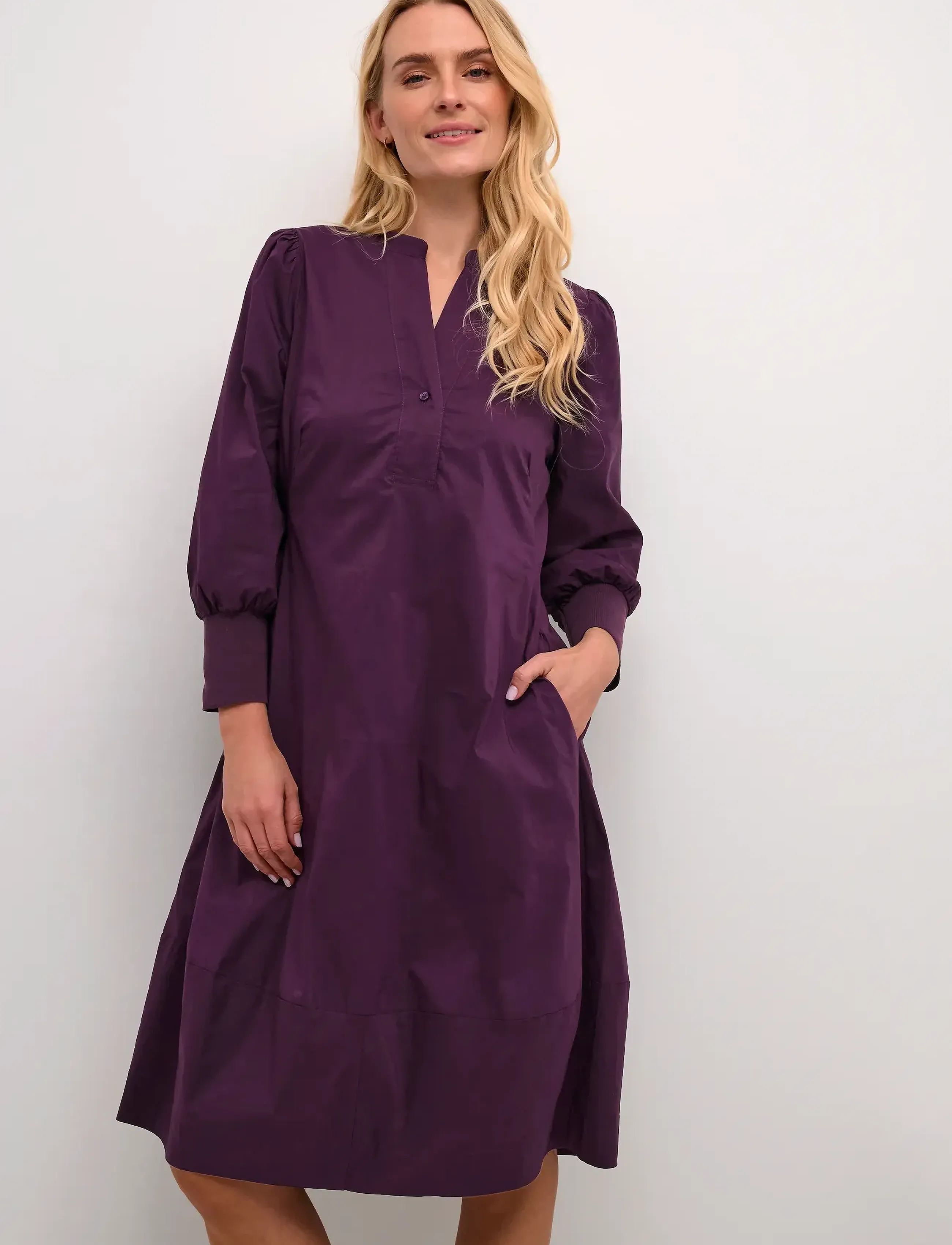 Culture Cuantoinett 3/4 Sleeve Dress, S, Purple, Kjoler > Knælange Og Midi, Dame