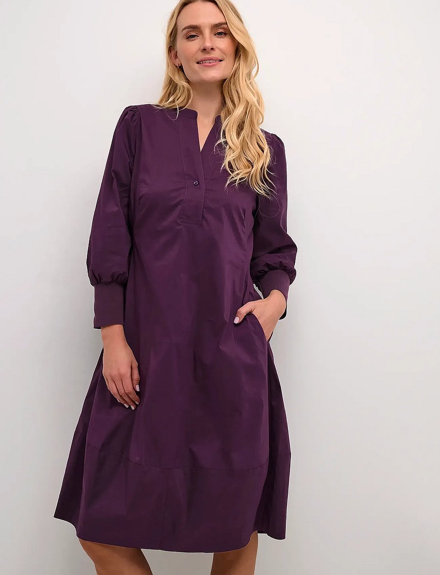 Culture - CUantoinett 3/4 Sleeve Dress - midi kjoler - winetasting - 0