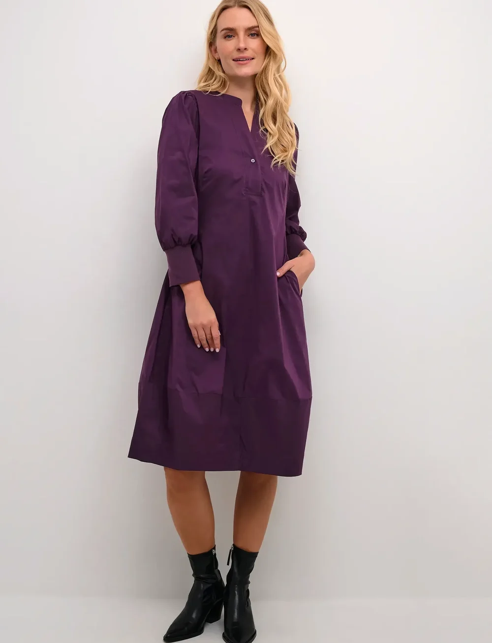 Culture - CUantoinett 3/4 Sleeve Dress - skjortekjoler - winetasting - 3