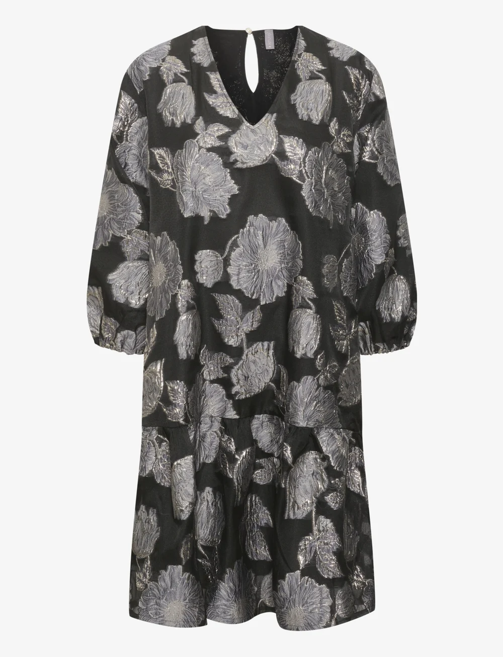 Culture - CUaida V-neck Dress - midiklänningar - silver - 1