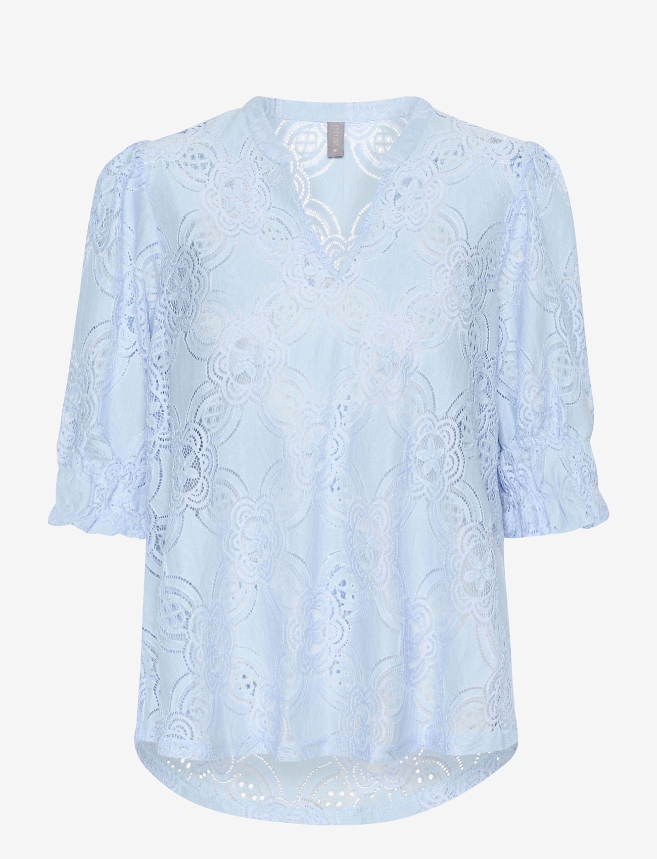Culture - CUolu SS Blouse - short-sleeved blouses - cashmere blue - 1