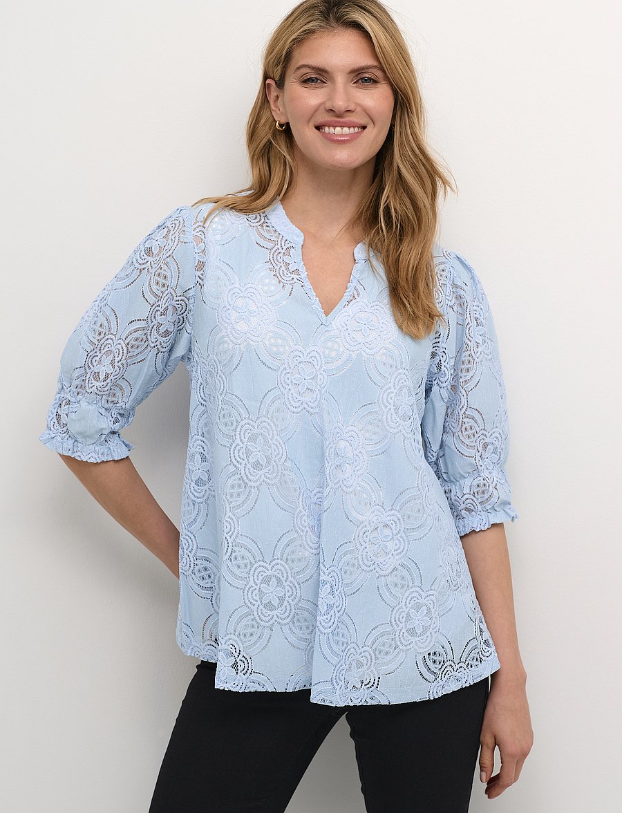 Culture - CUolu SS Blouse - kortærmede bluser - cashmere blue - 0
