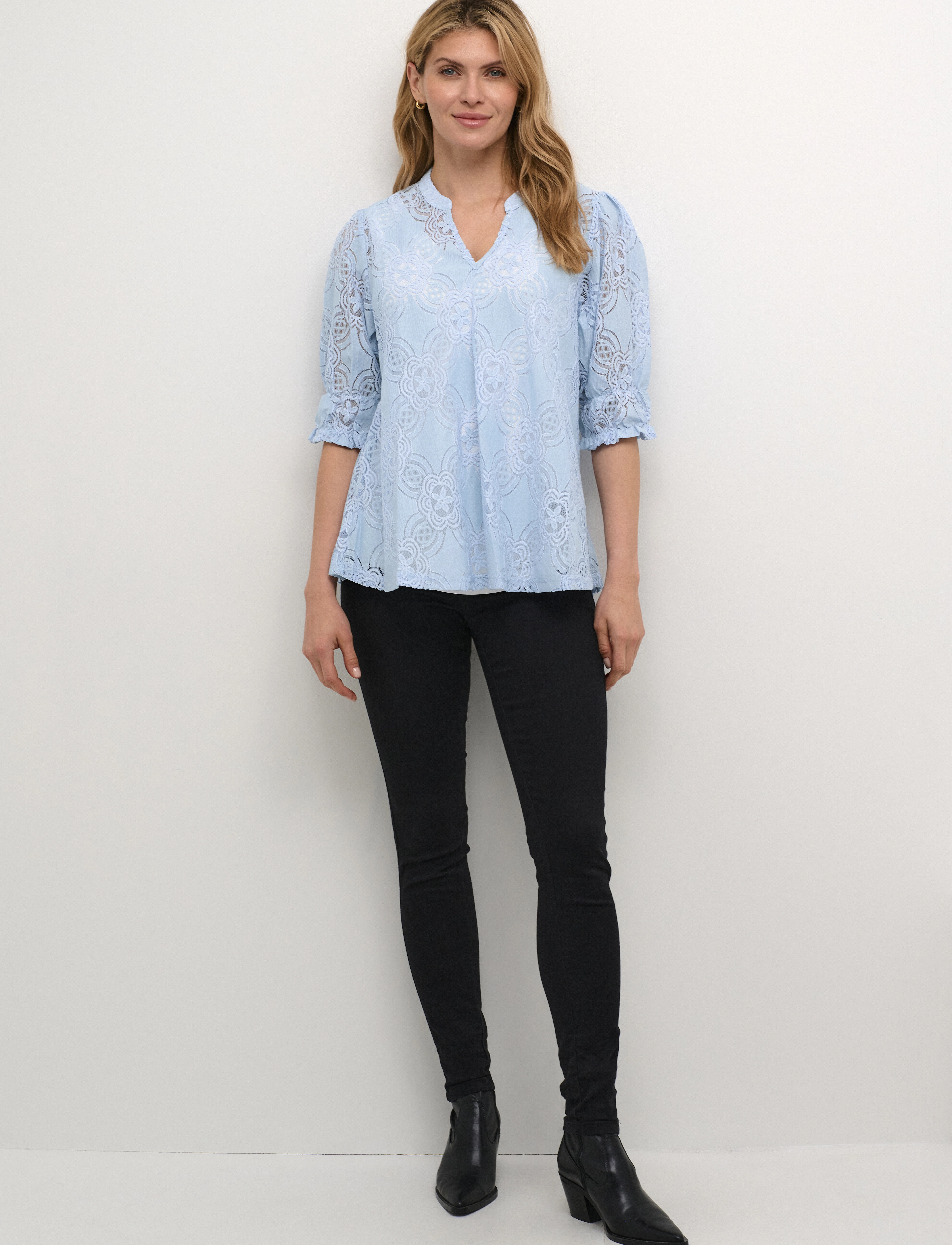 Culture - CUolu SS Blouse - kortærmede bluser - cashmere blue - 2