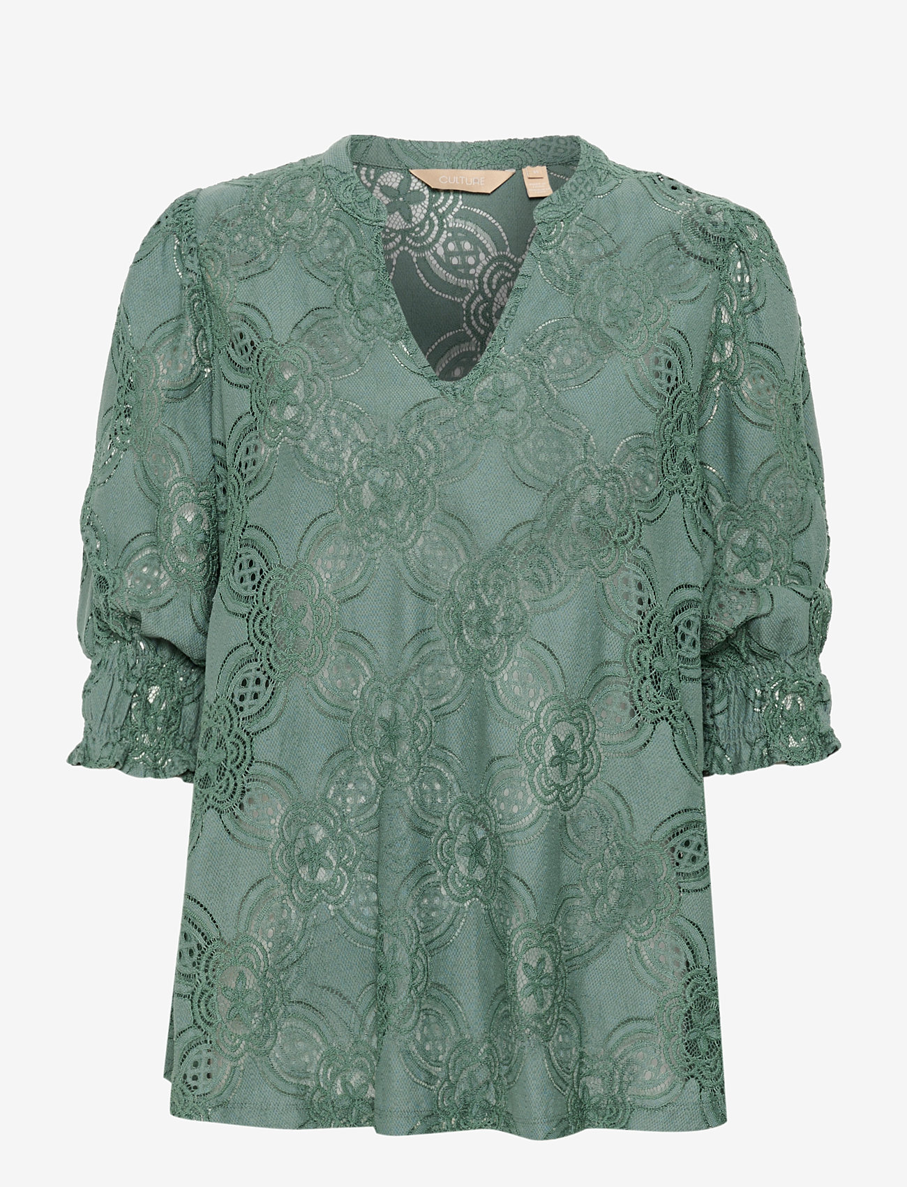 Culture - CUolu SS Blouse - kortærmede bluser - green milieu - 1