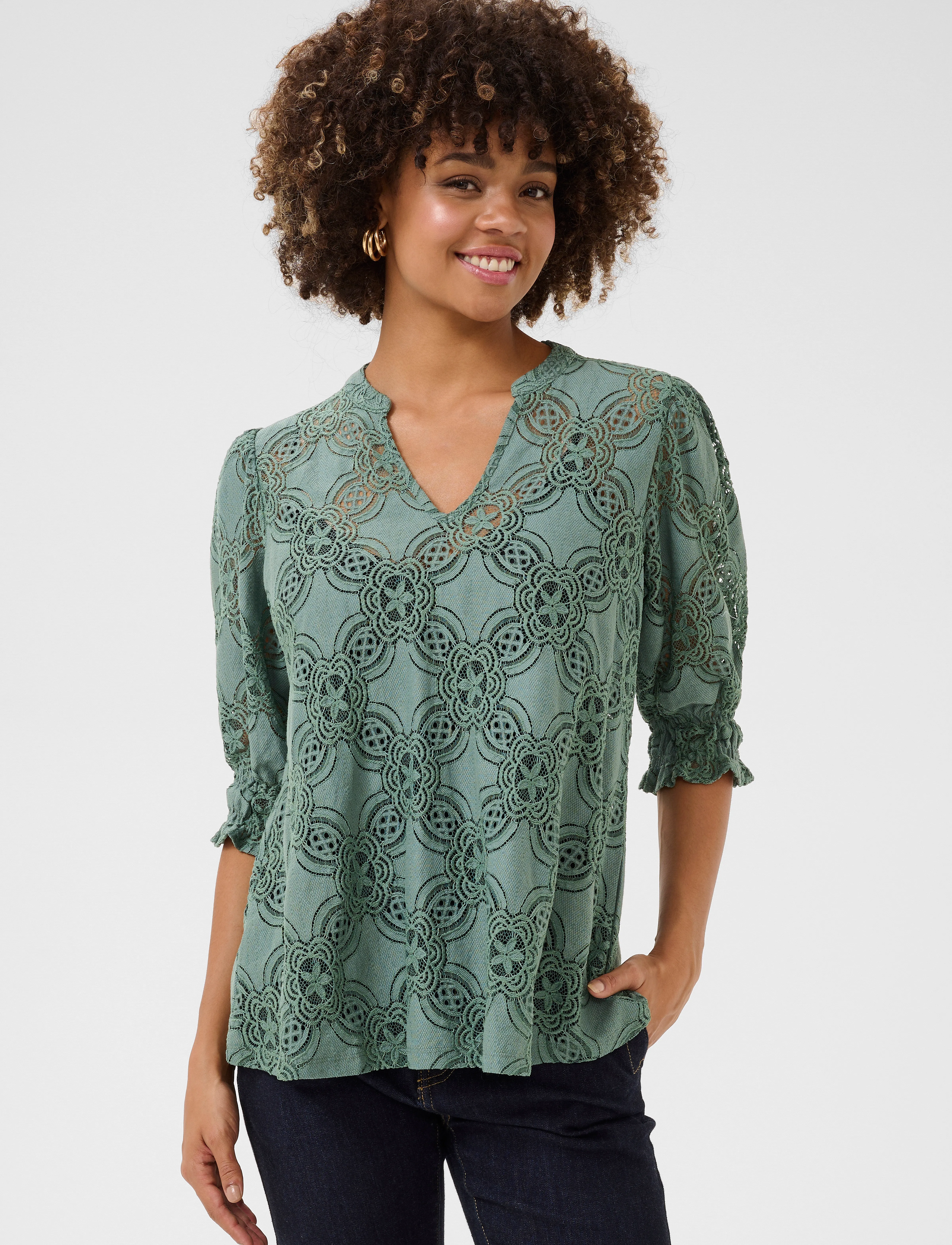 Culture CUolu SS Blouse - Pluusid ja särgid - GREEN MILIEU / green