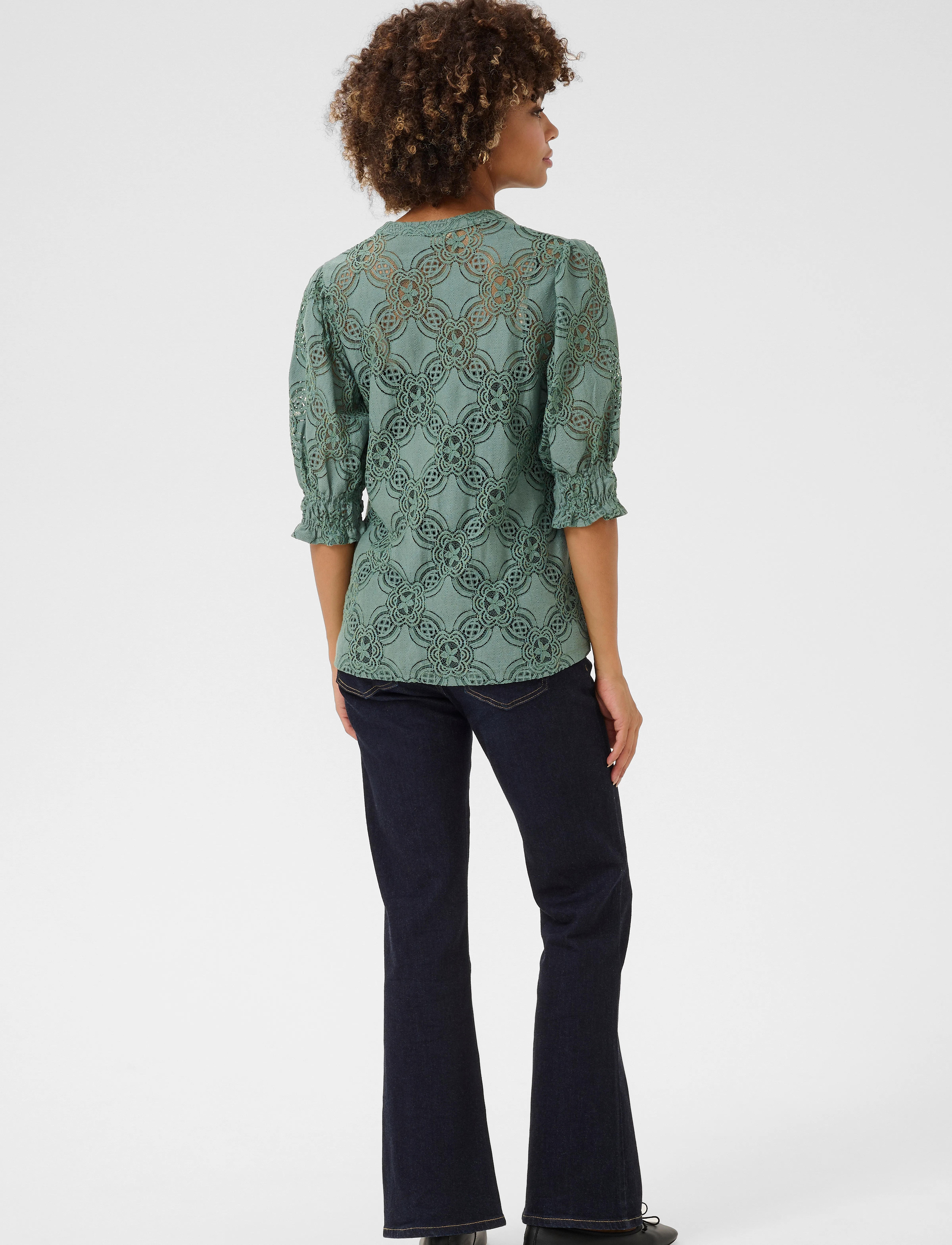 Culture - CUolu SS Blouse - lyhythihaiset puserot - green milieu - 4