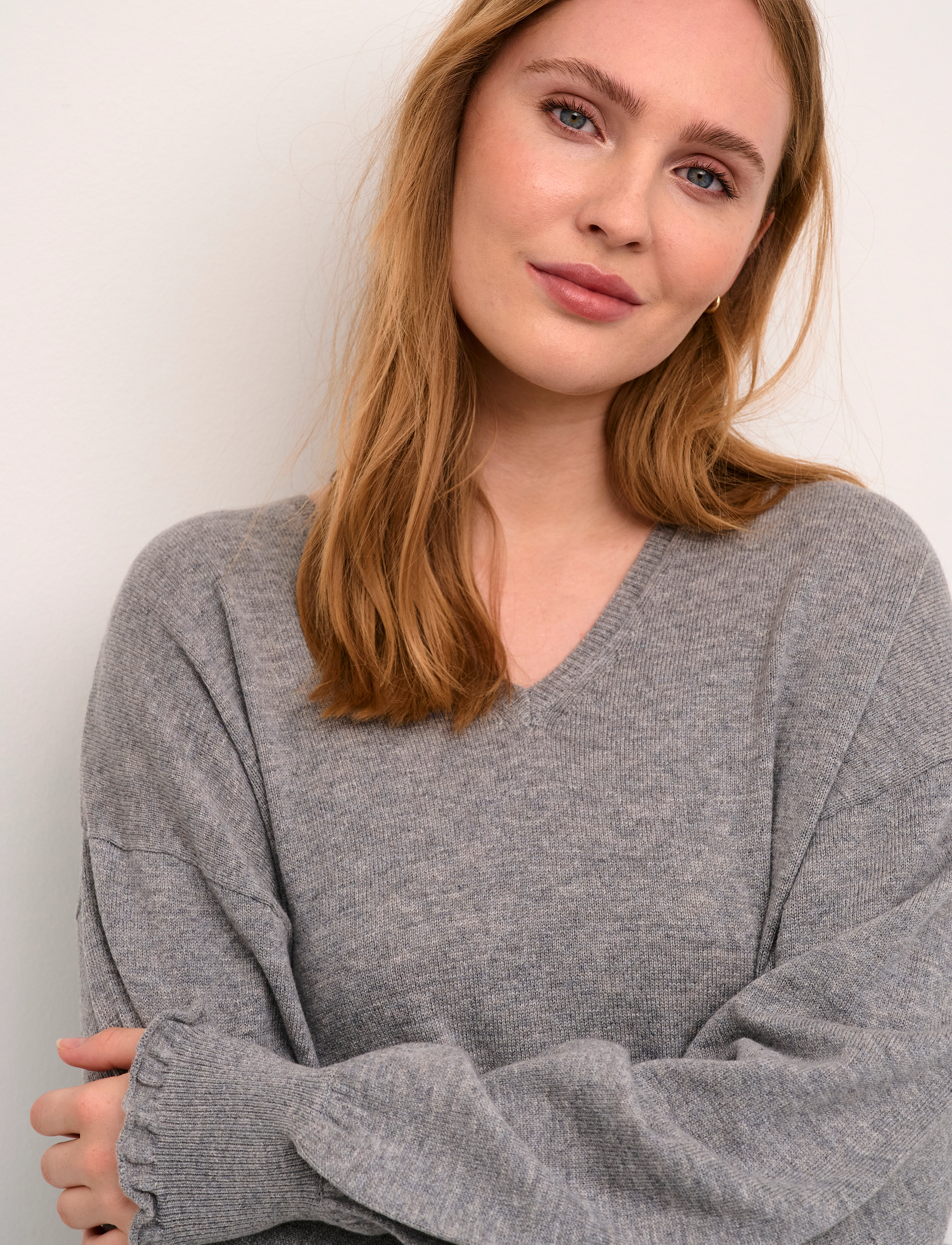 Culture - CUallida V-neck Pullover - grey melange - 5