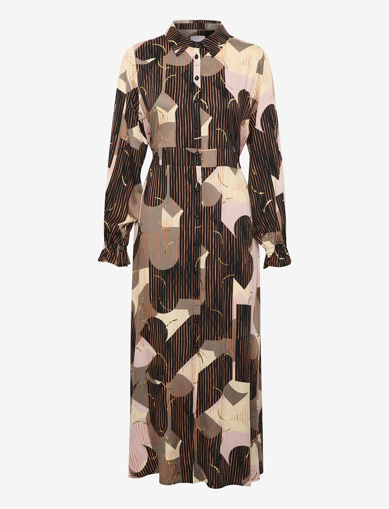 Culture - CUhelena Long Dress - skjortklänningar - pale mauve abstract - 0