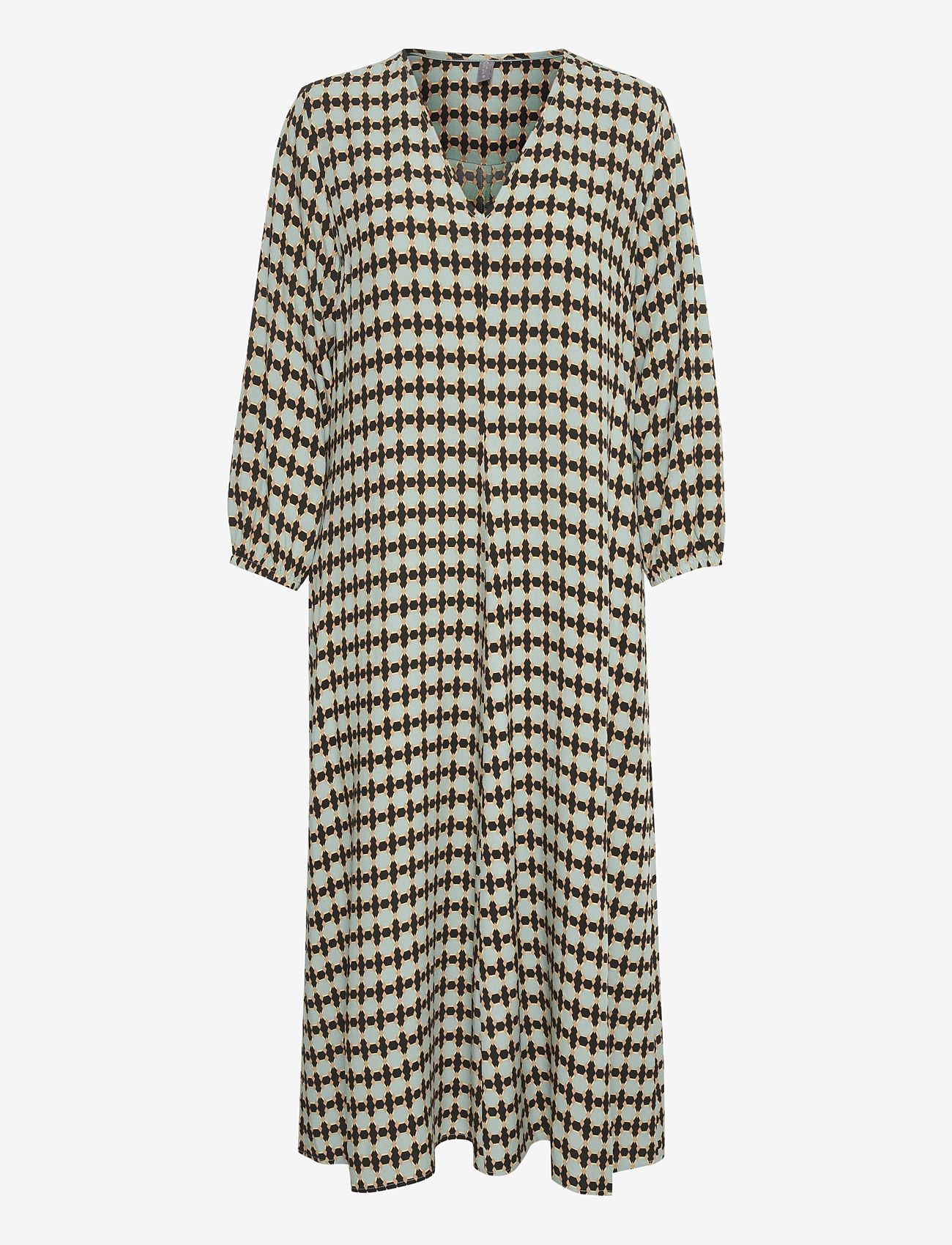 Culture - CUbello Long Dress - midi kjoler - green milieu graphic - 1