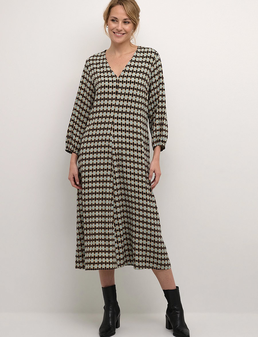 Culture - CUbello Long Dress - midimekot - green milieu graphic - 0
