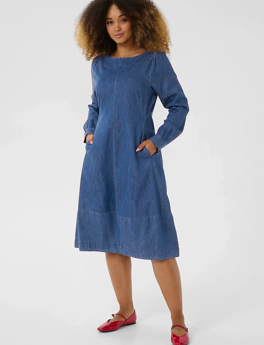 Culture - CUarpa Antoinett Dress - jeansklänningar - dark blue wash - 3