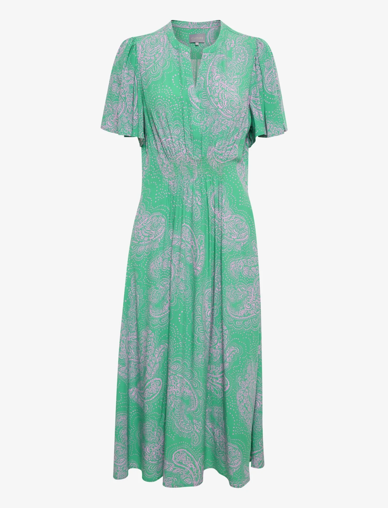 Culture - CUpolly Long Dress - vasarinės suknelės - green/pink paisley - 0