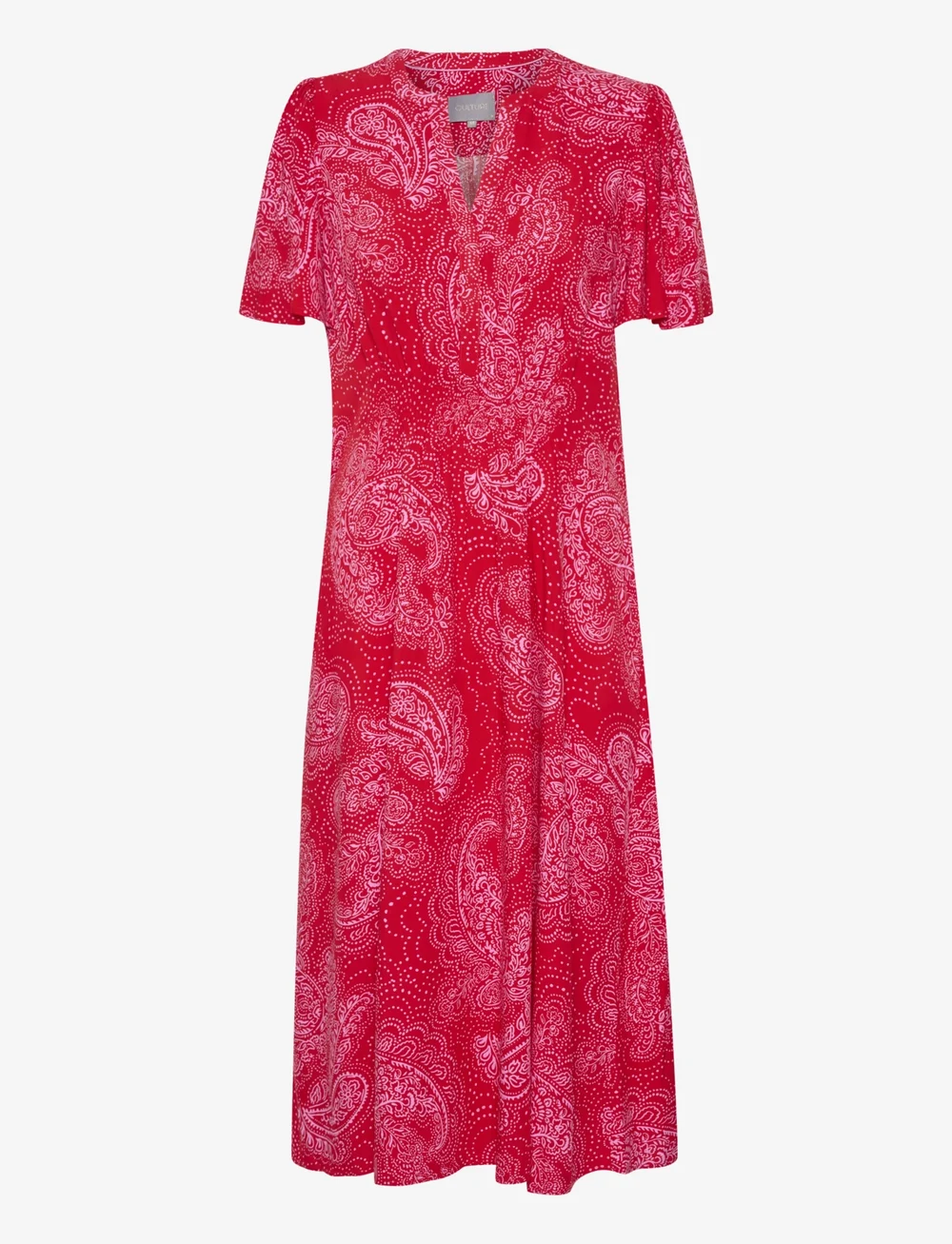 Culture - CUpolly Long Dress - sommarklänningar - red/pink paisley - 1