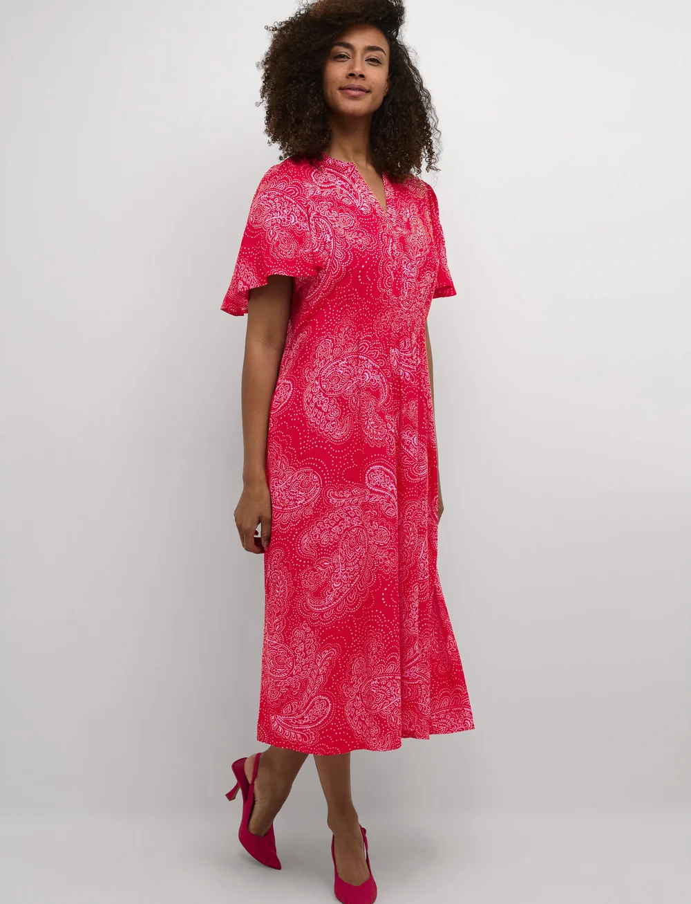 Culture - CUpolly Long Dress - sommarklänningar - red/pink paisley - 3