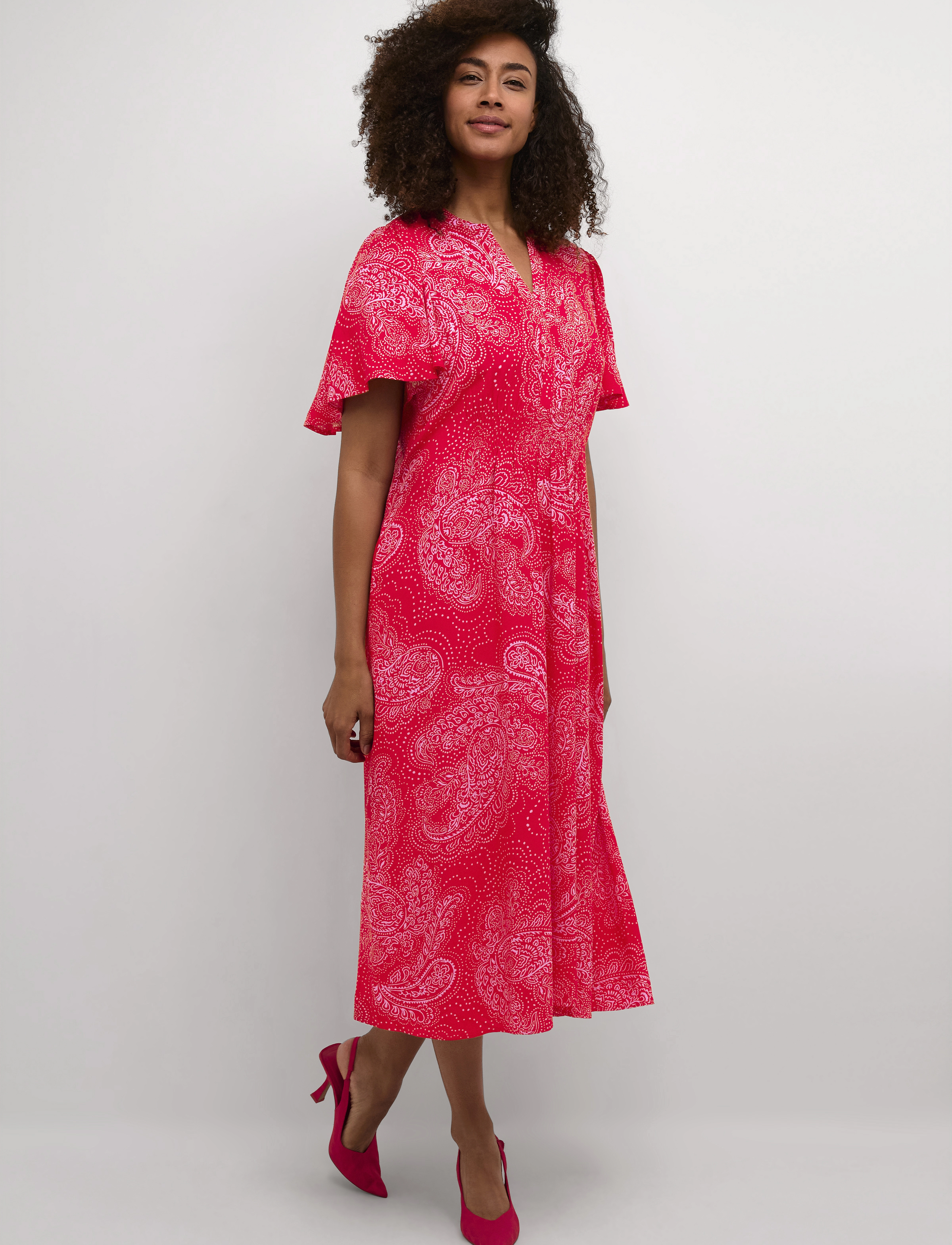 Culture - CUpolly Long Dress - sommerkjoler - red/pink paisley - 3