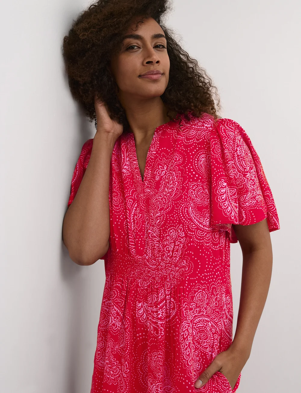 Culture - CUpolly Long Dress - sommarklänningar - red/pink paisley - 5
