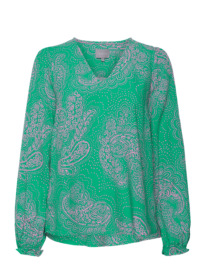 Culture - CUpolly LS Blouse - pikkade varrukatega pluusid - green/pink paisley - 0