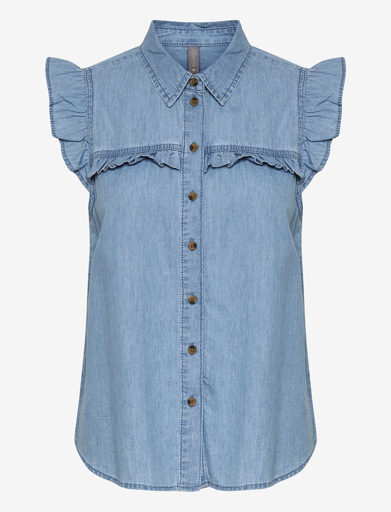 Culture - CUaurelia Sleeveless Shirt - chemises à manches courtes - light blue wash - 1
