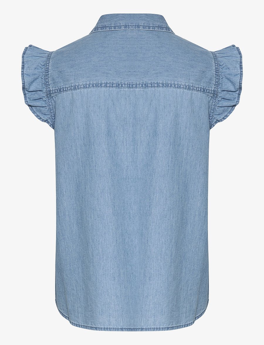 Culture - CUaurelia Sleeveless Shirt - kurzärmlige hemden - light blue wash - 2