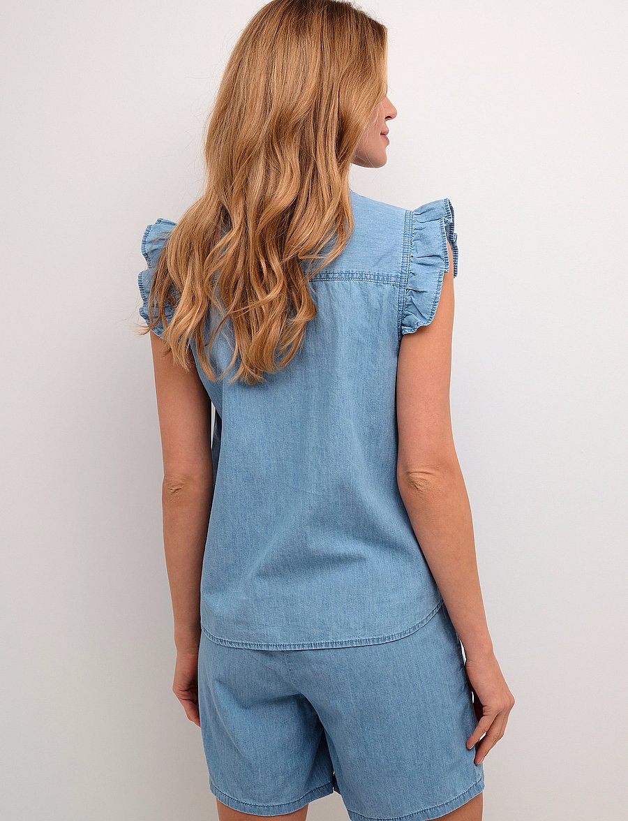 Culture - CUaurelia Sleeveless Shirt - kurzärmlige hemden - light blue wash - 4