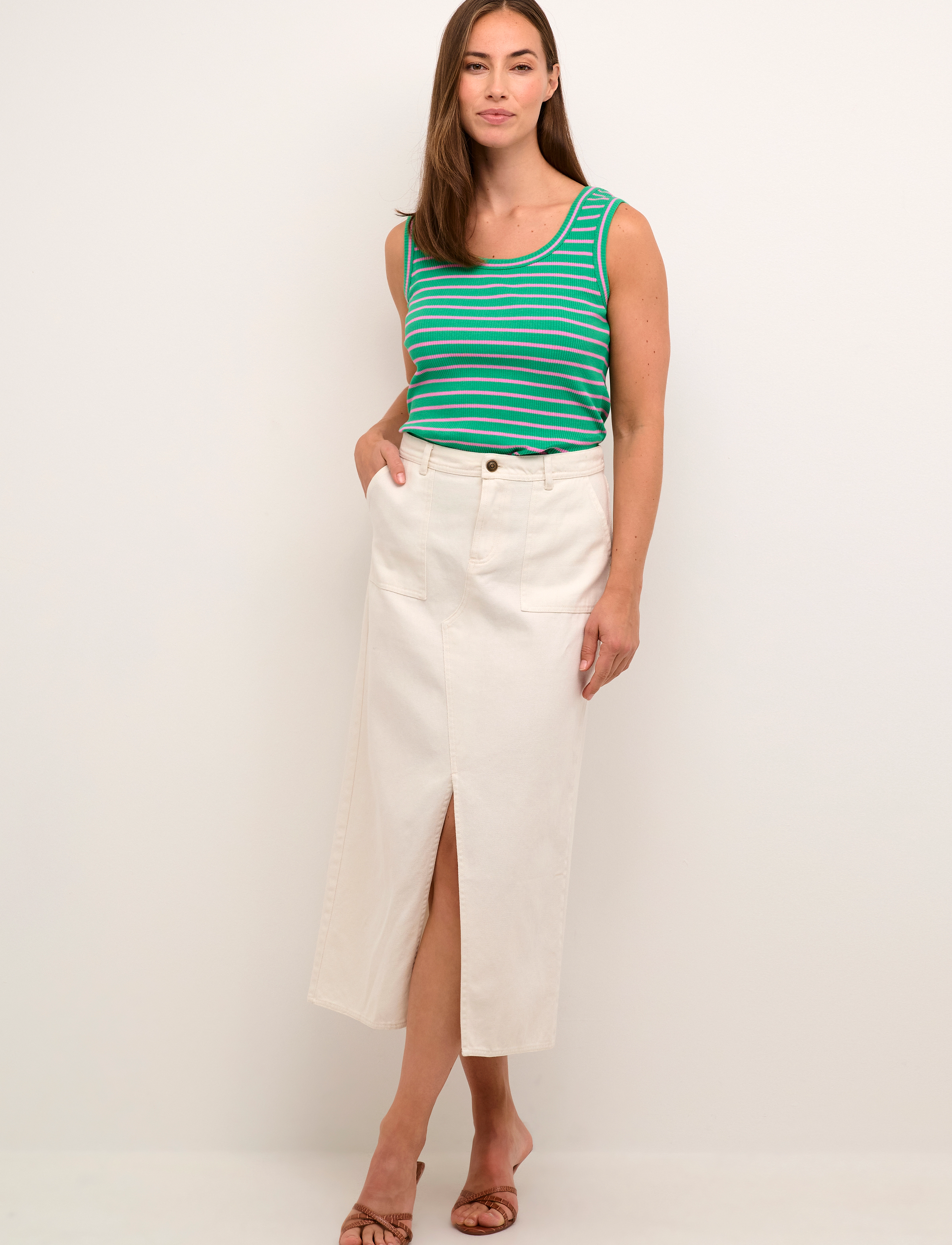 Culture - CUreba Skirt - denimnederdele - spring gardenia - 3