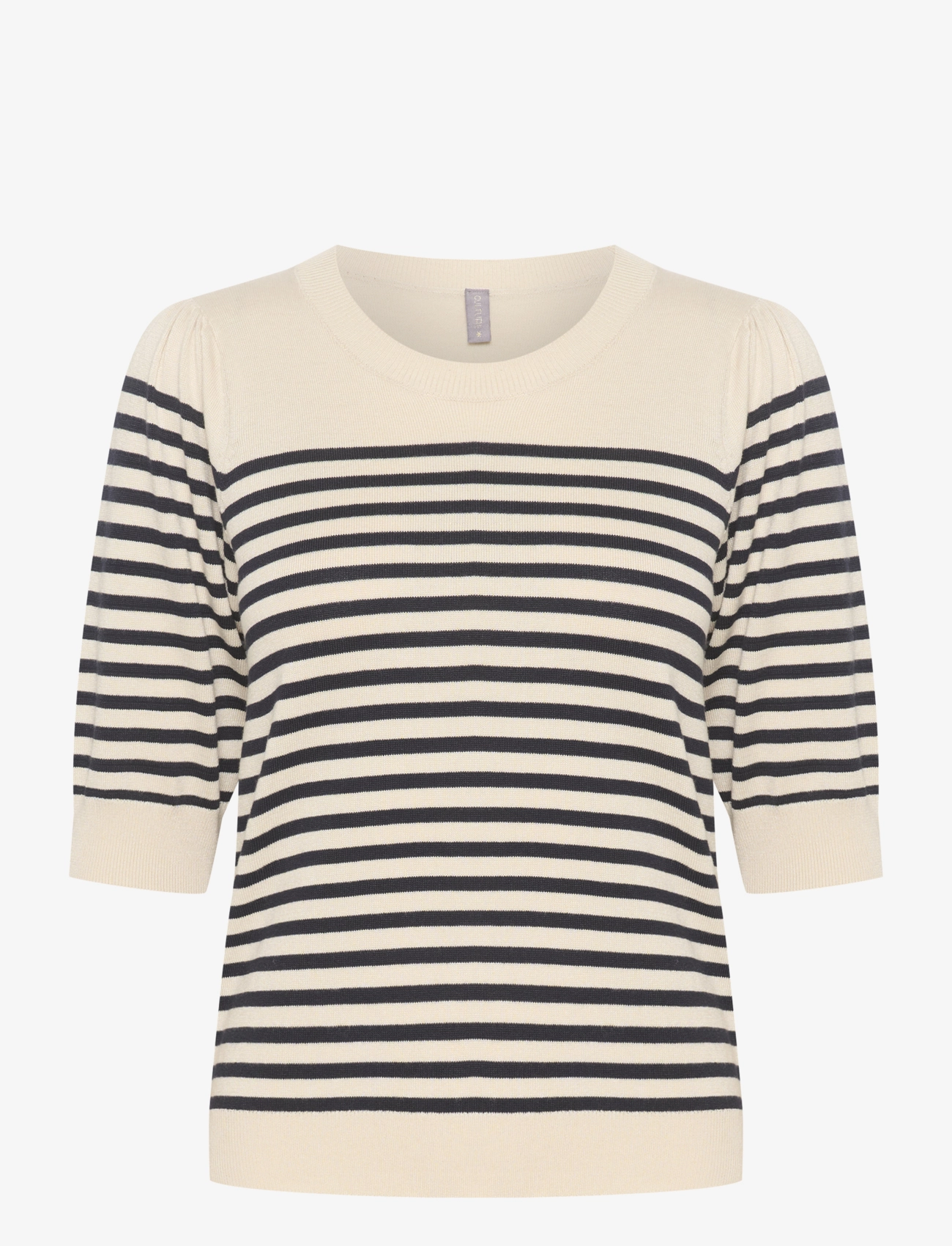 Culture CUannemarie SS Oneck - Transitional Layering - WHITECAP BLUE STRIPE / cream