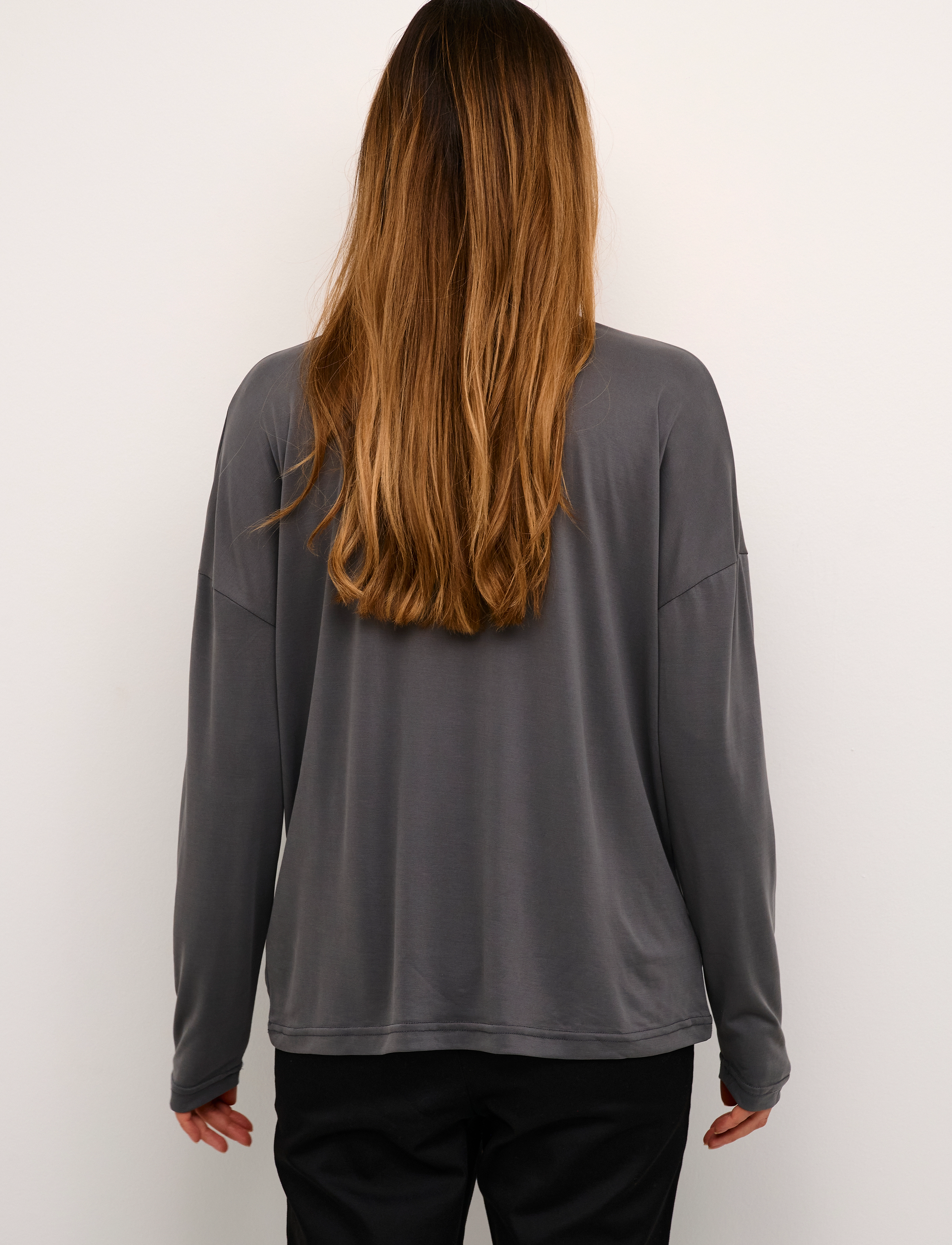 Culture - CUkajsa LS VN T-Shirt - laveste priser - blackened pearl - 4