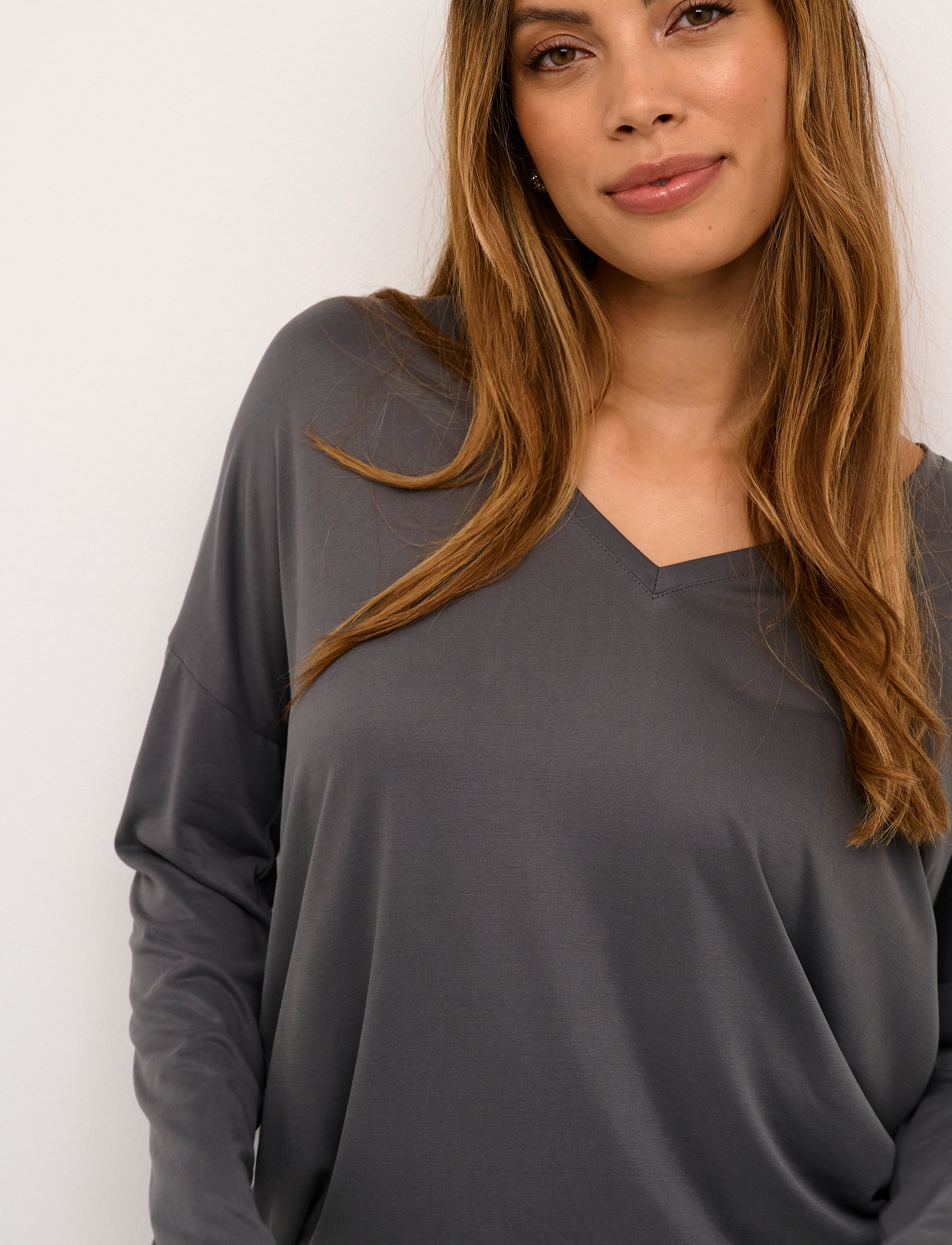 Culture - CUkajsa LS VN T-Shirt - laveste priser - blackened pearl - 5