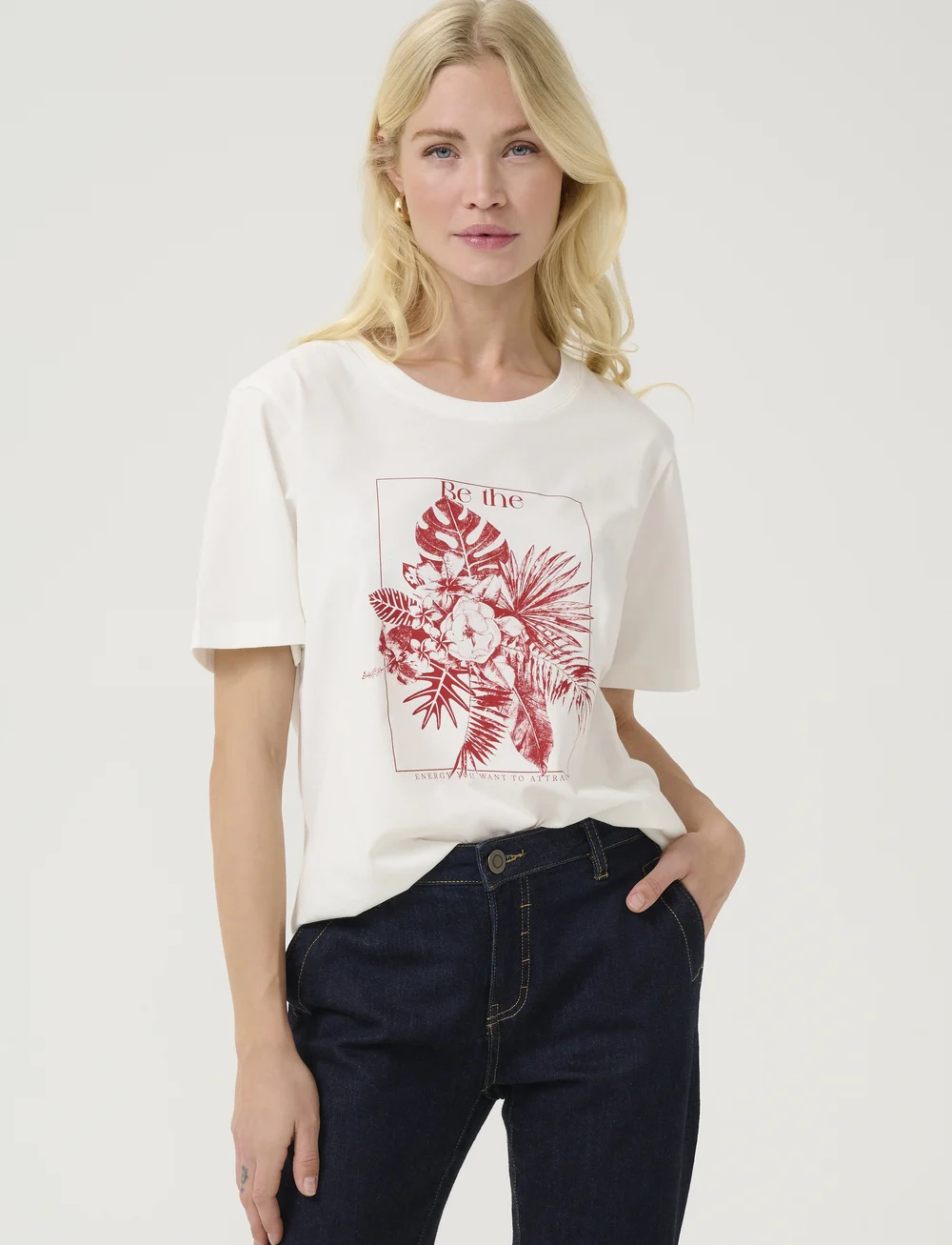 Culture - CUamora T-Shirt - t-shirts - spring gardenia/red floral - 0
