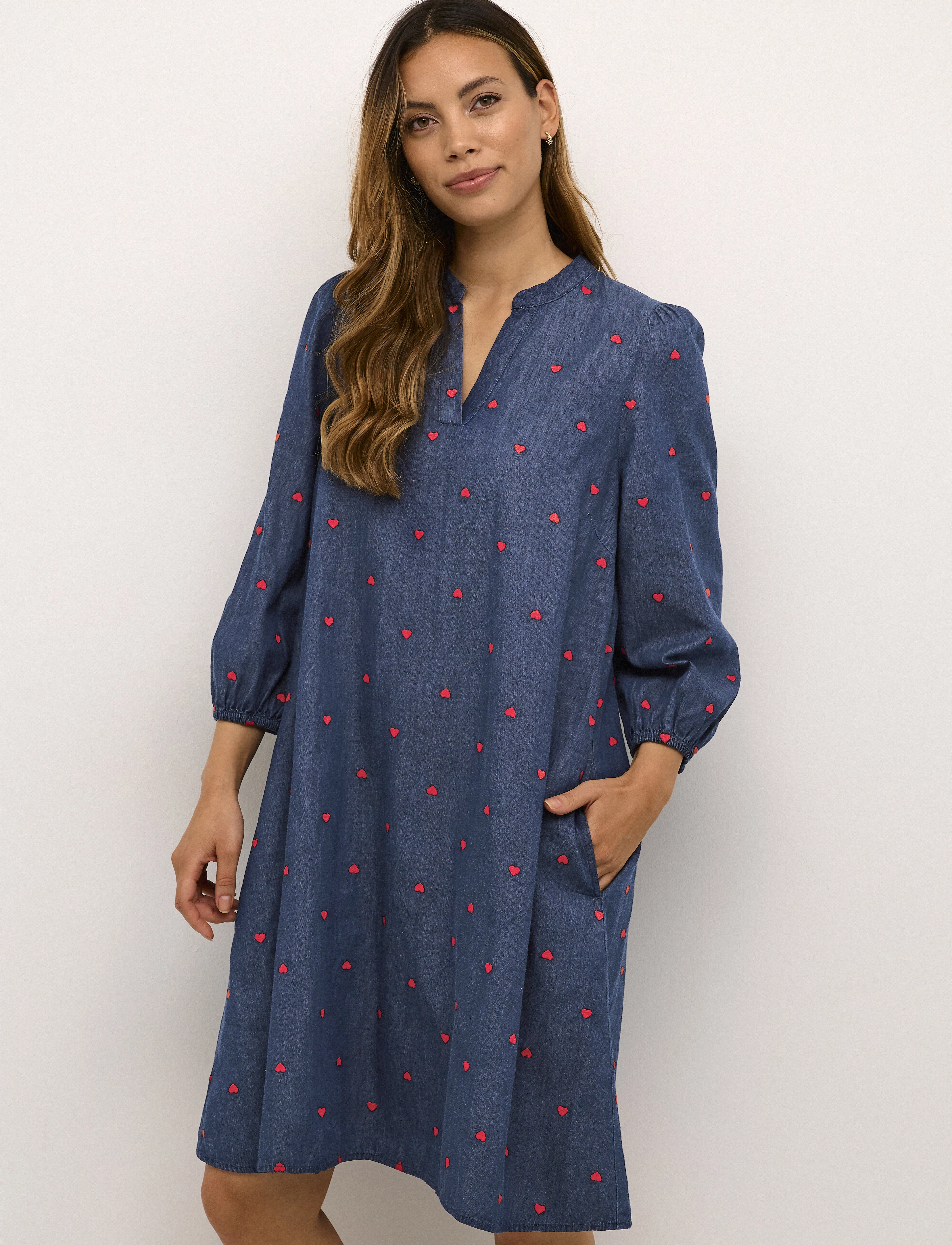 Culture - CUmichelle Giselle Dress - blue/red hearts - 2
