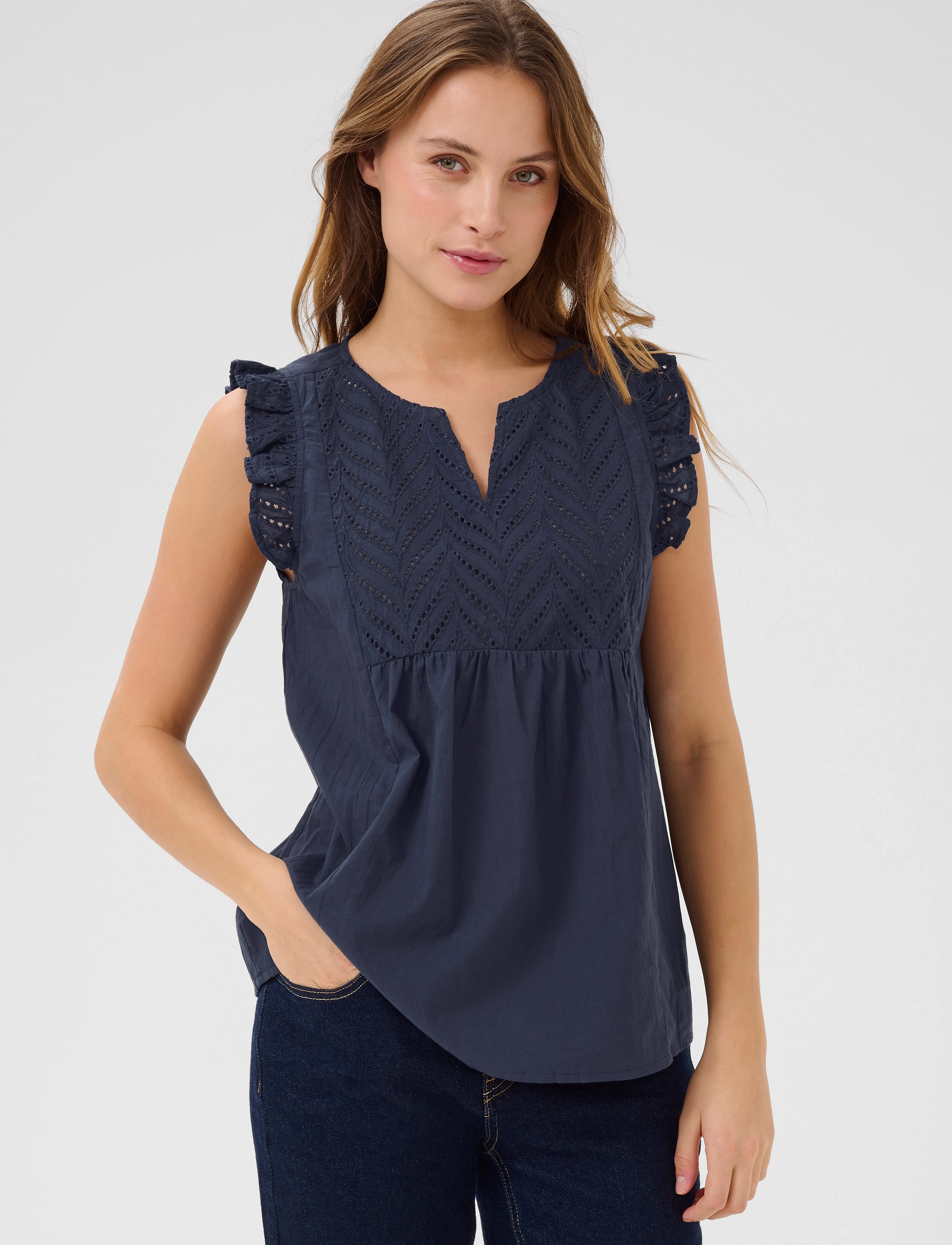 Culture Cutoril Top, XL, Blouses, Marineblau - Sleeveless, Frauen