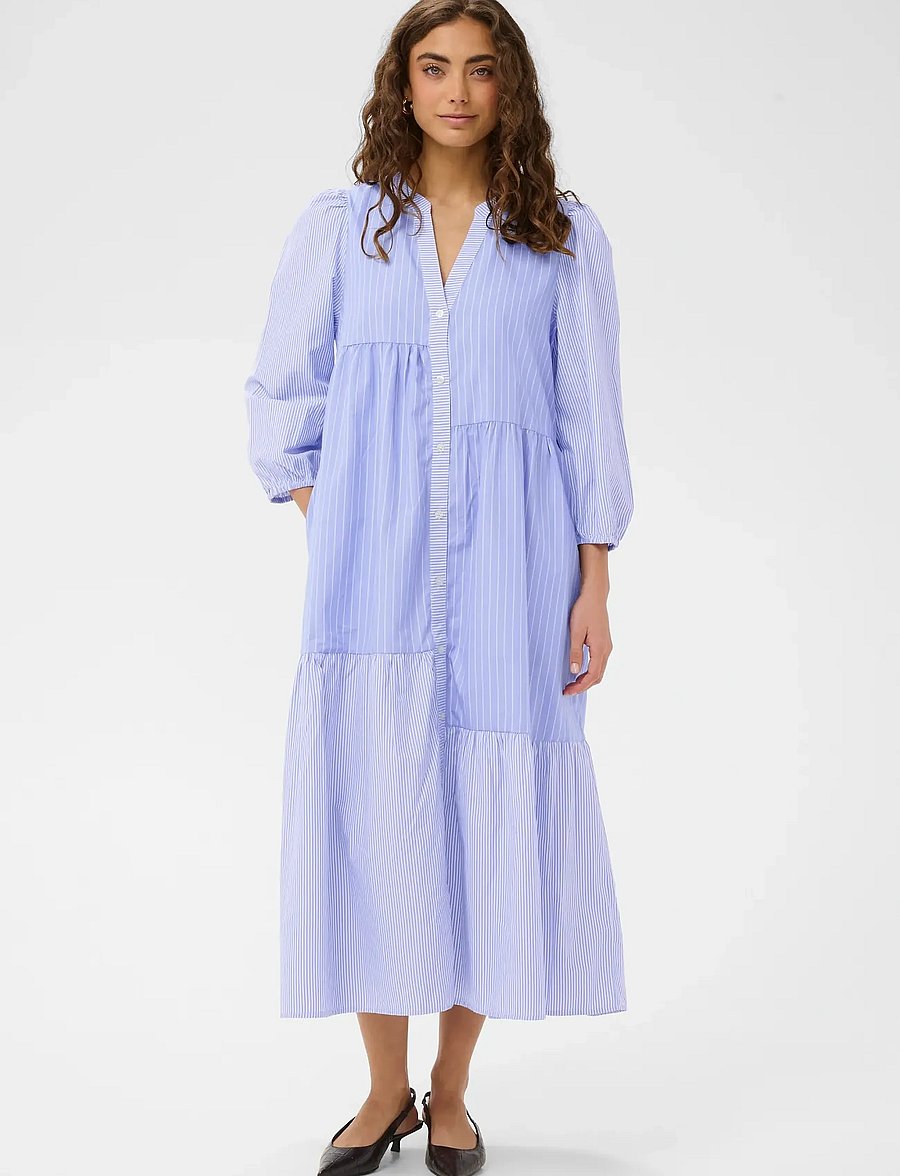 Culture - CUcia Striped Dress - marškinių tipo suknelės - blue stripe mix - 0