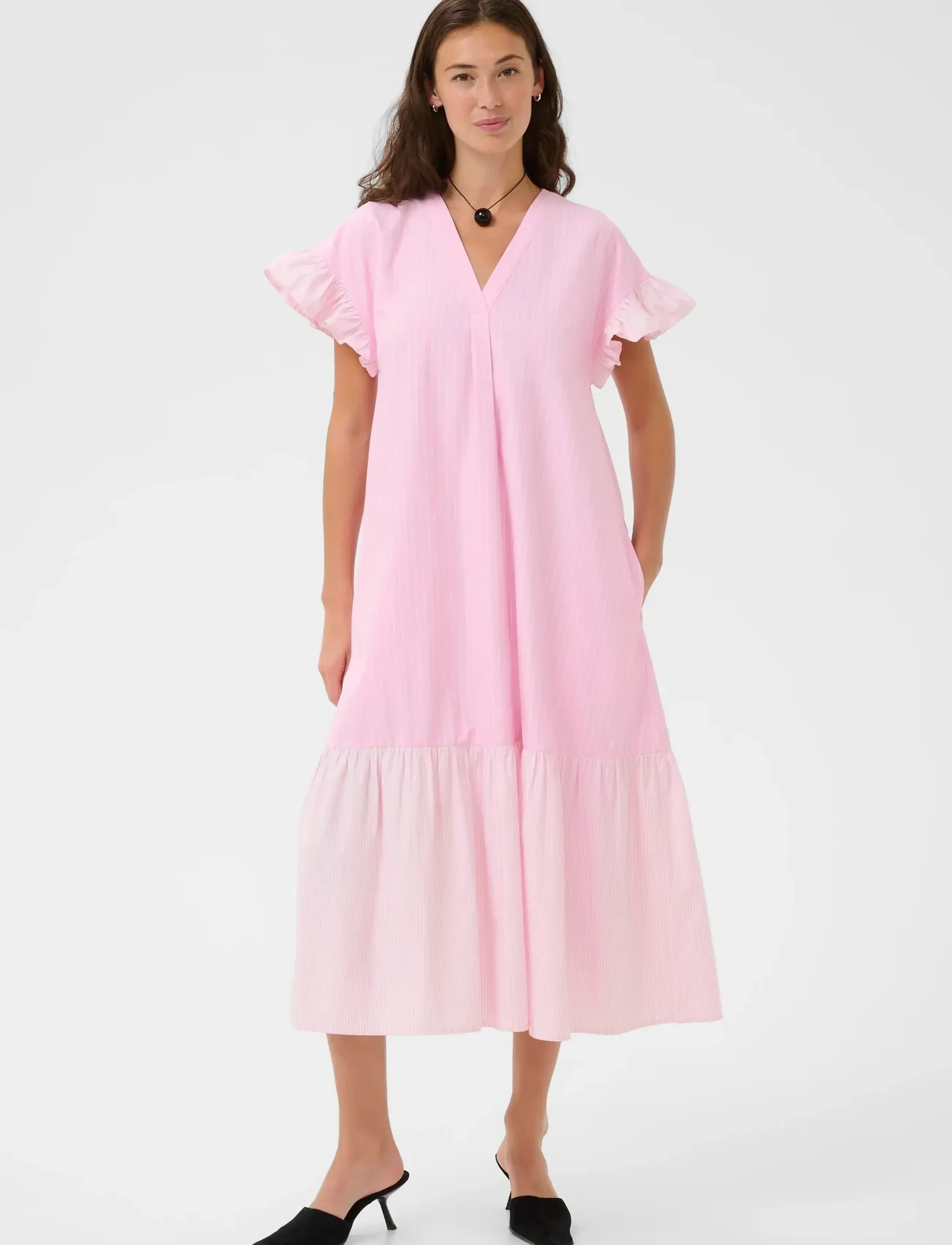 Culture CUcia Sleeveles Striped Dress - Kleider - PINK STRIPE MIX / pink/rose