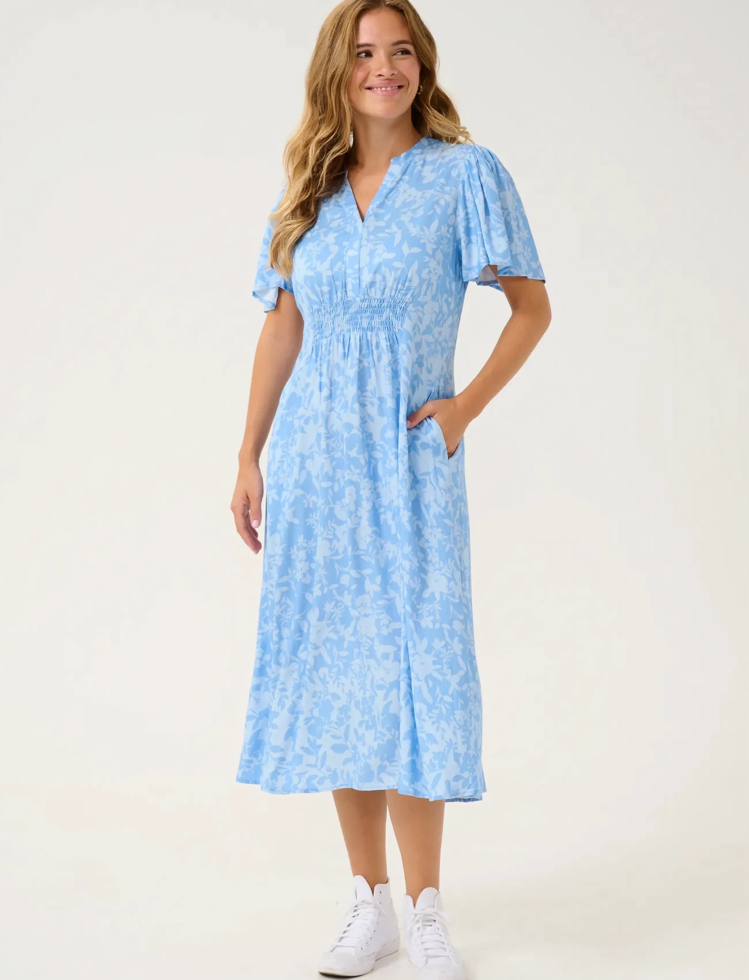 Culture Cujenny Long Dress, Kvinder, Blomstret Lang Kjole, Blå, Str: XS