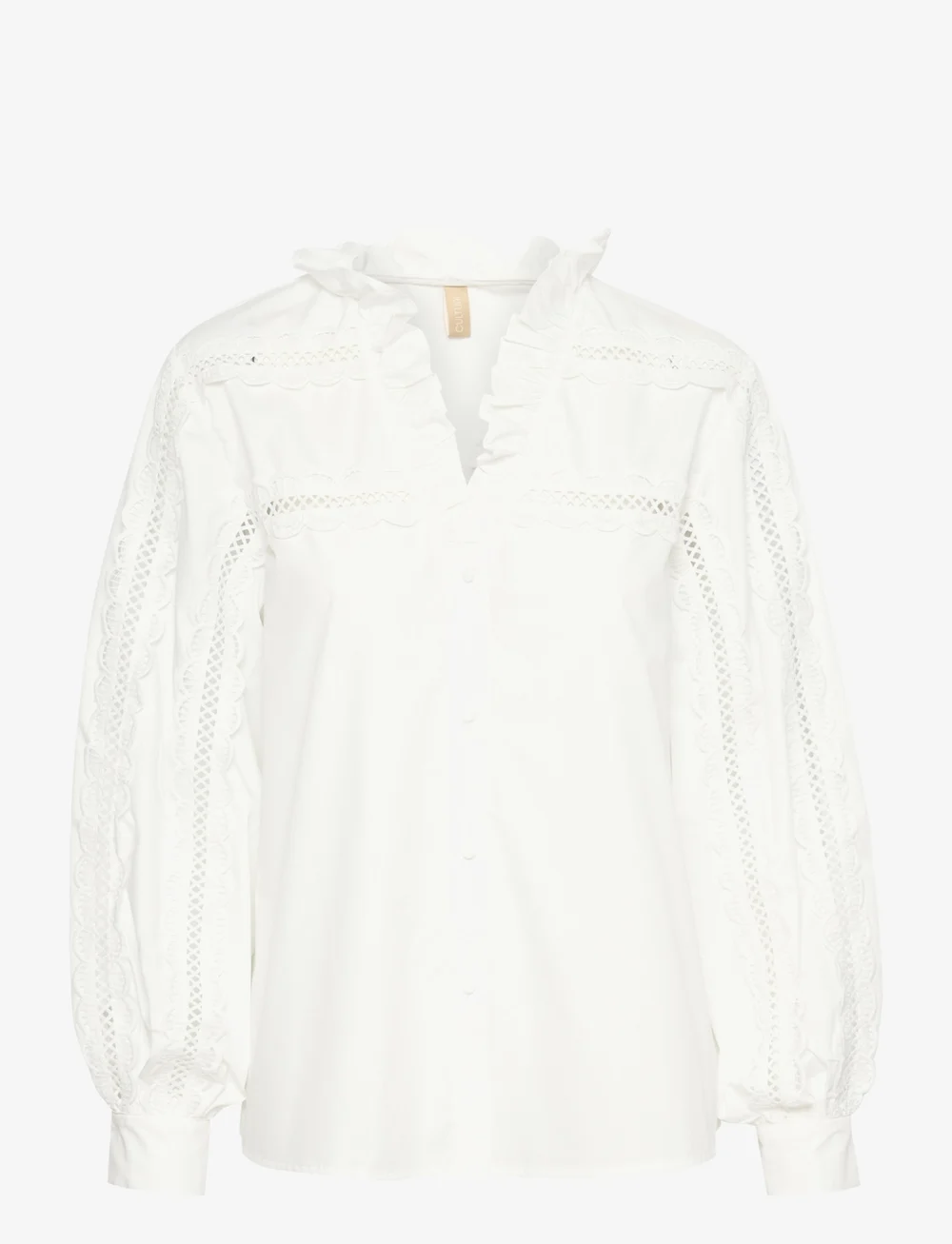 Culture - CUlio Iris Lace Shirt - långärmade blusar - spring gardenia - 1